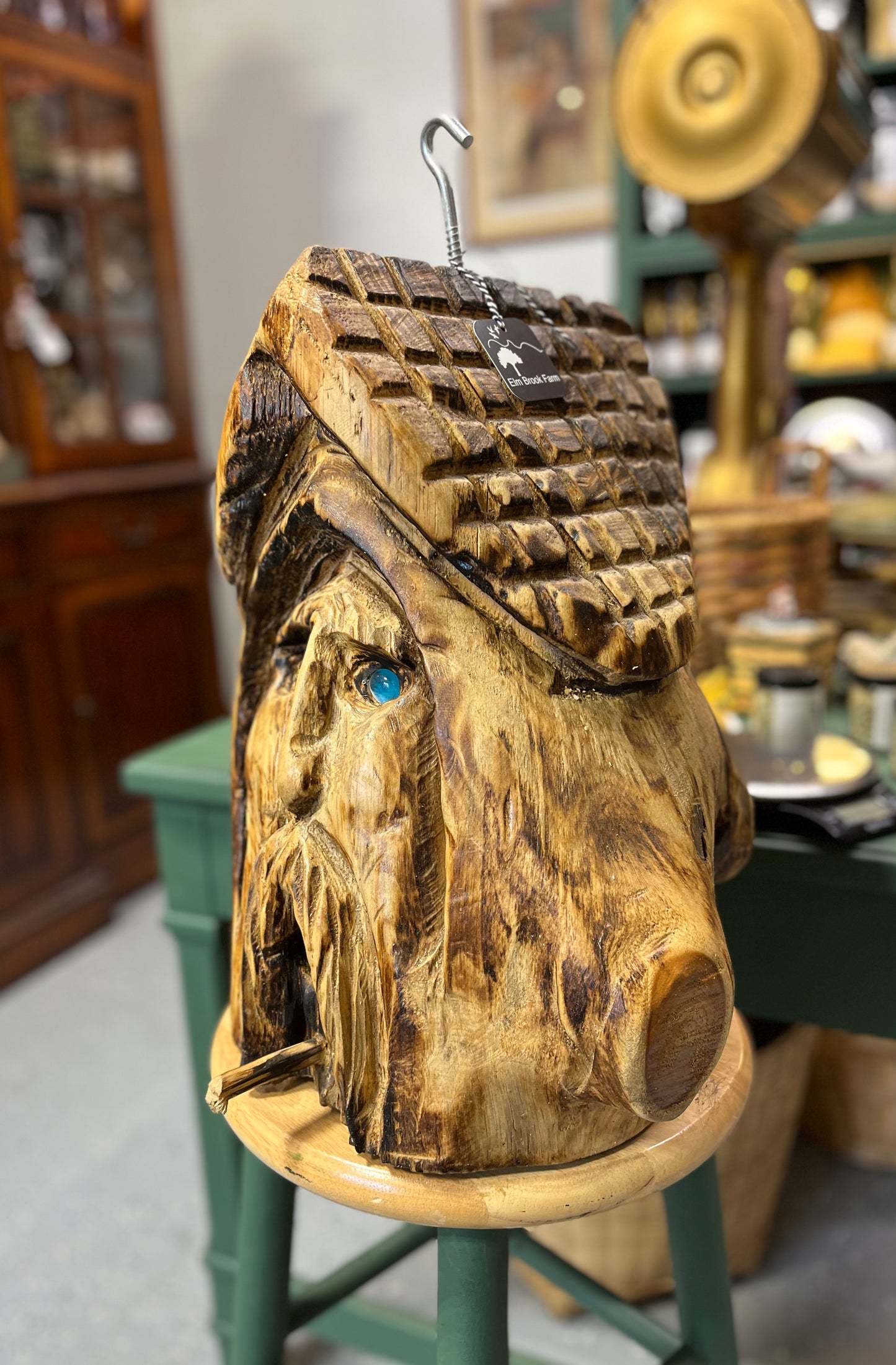 Hand Carved Old Man Winter Birdhouse