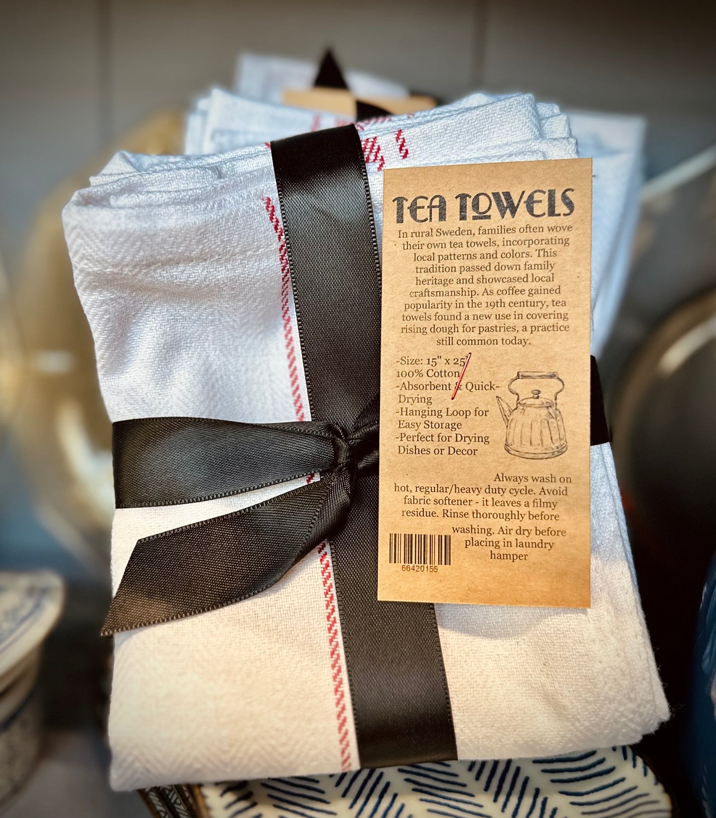Swedish-Inspired Striped Cotton Tea Towels (2 PACK)