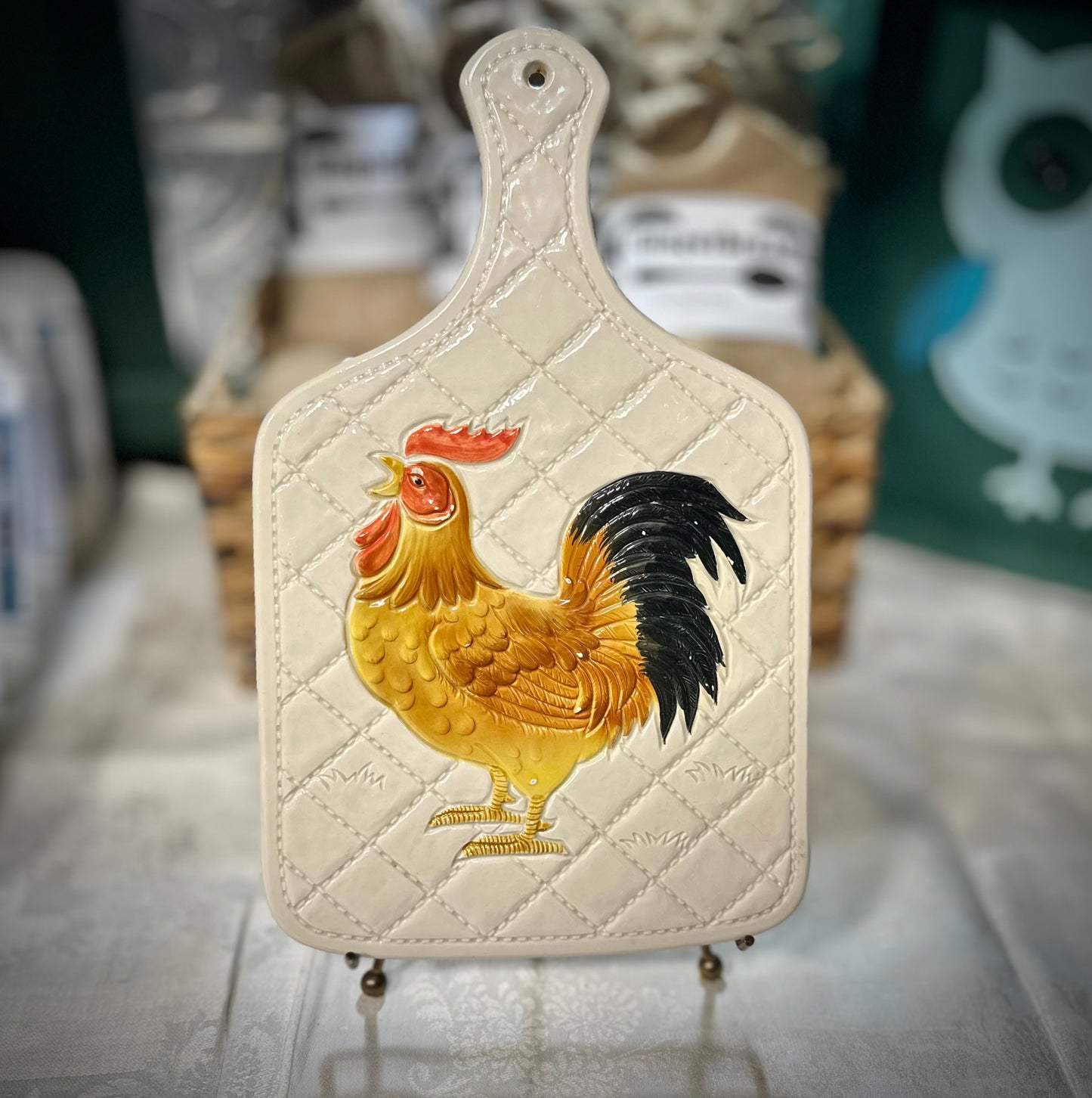 Vintage Otagiri 1983 Ceramic Rooster Trivet
