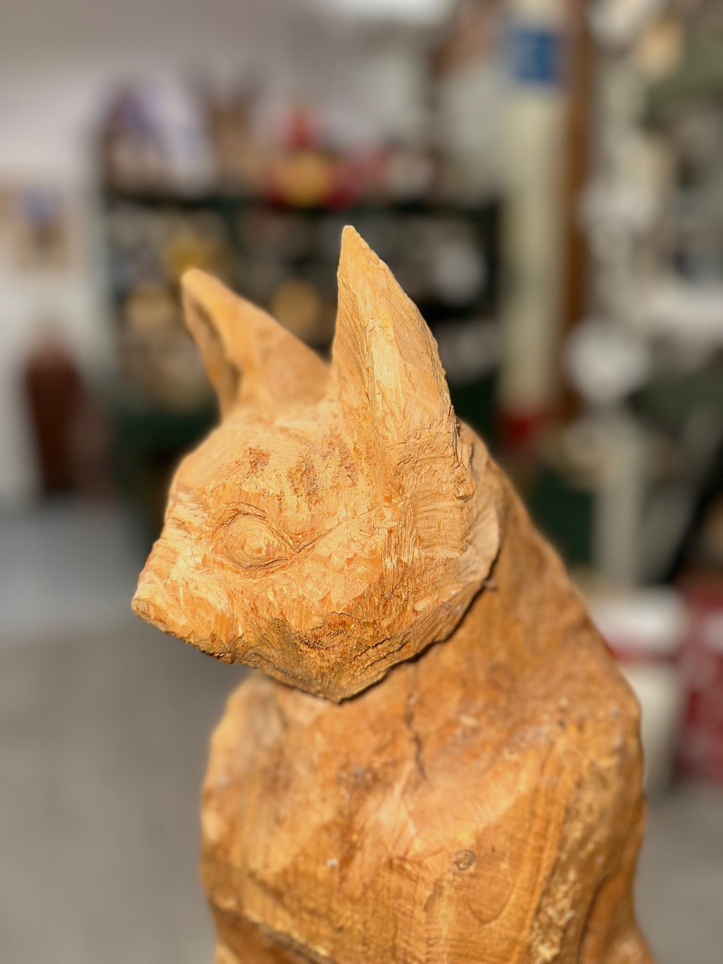 Hand-Carved Wooden Statue Egyptian Cat