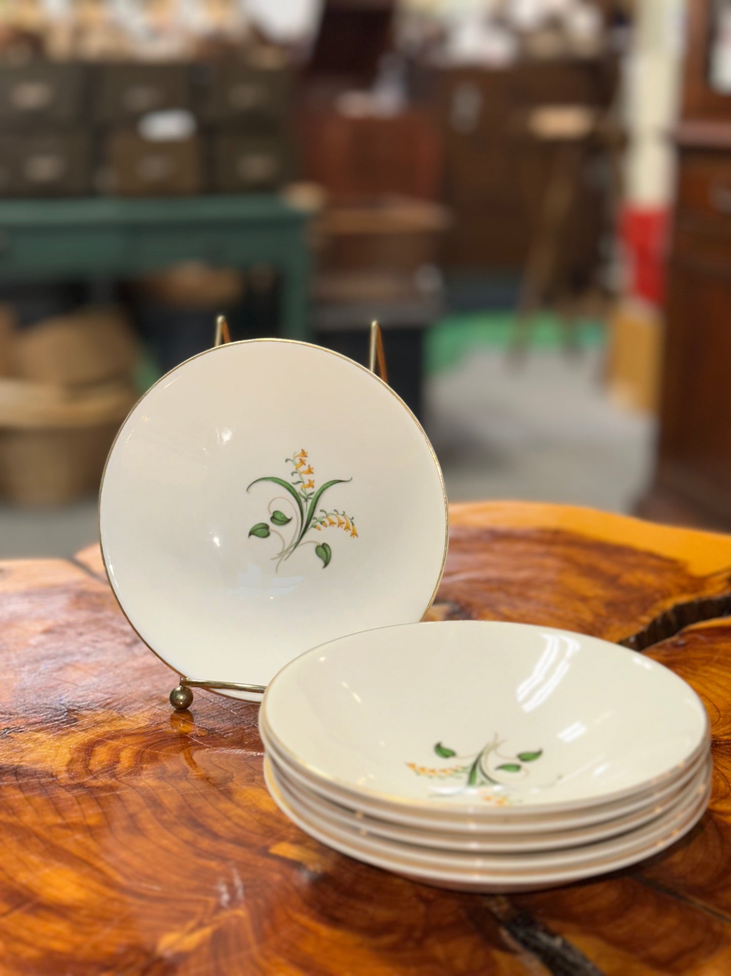 Vintage Edwin Knowles China Forsythia Floral Design Plates