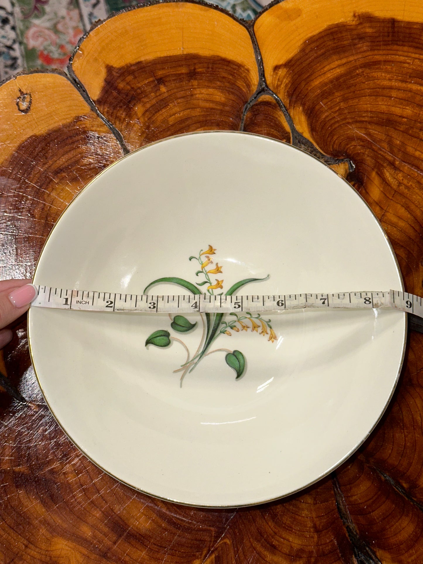 Vintage Edwin Knowles China Forsythia Floral Design Plates