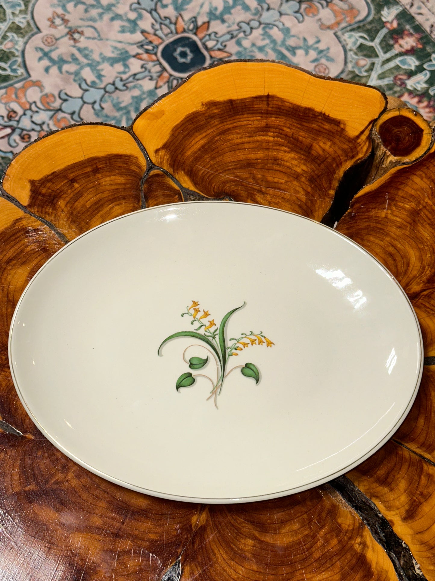 Vintage Edwin Knowles China Forsythia Floral Design Plates