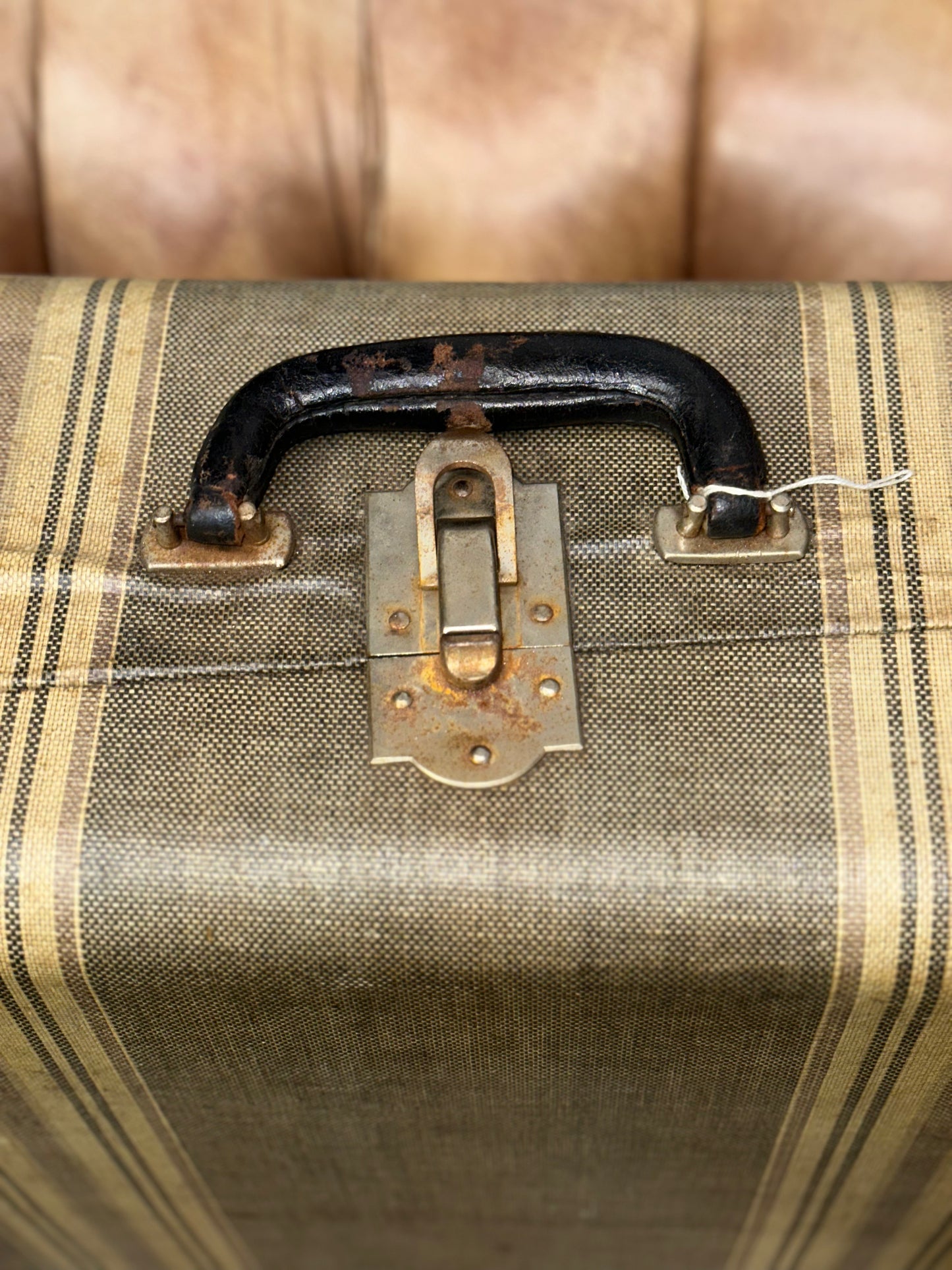 Old-world Wrapped Wood Striped Suitcase