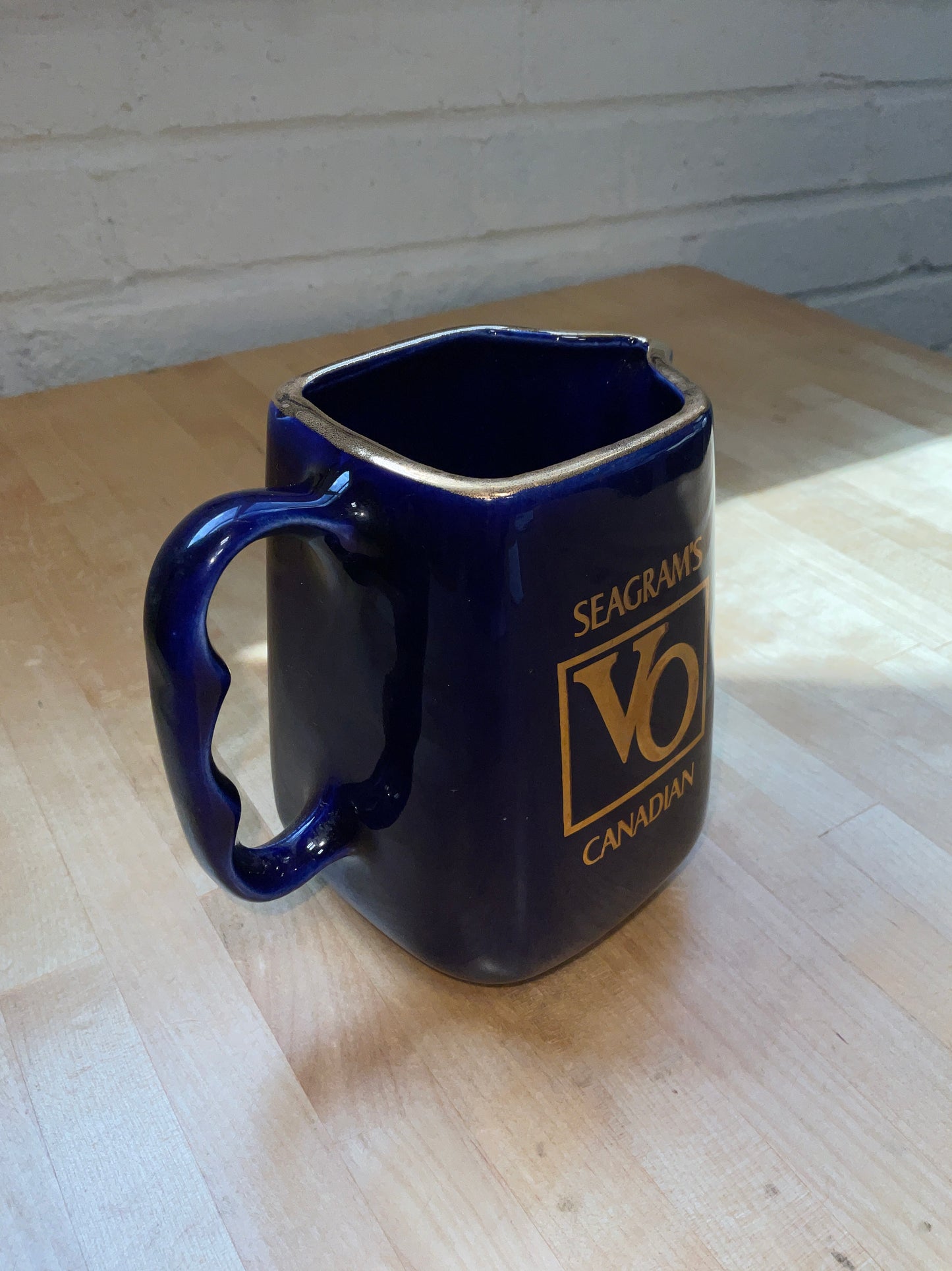 Vintage Seagram Distillers Co. Seagram’s VO Canadian Blue w/ Gold Trim Pitcher