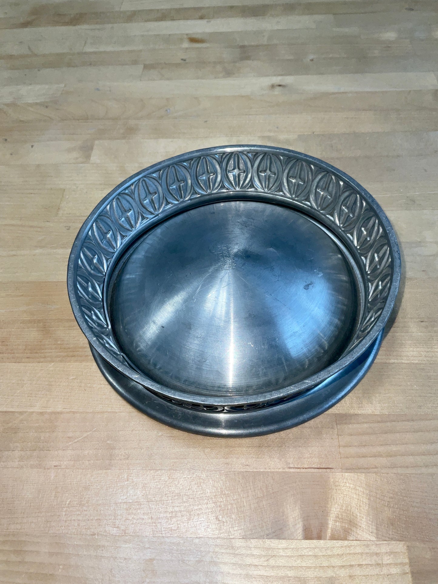 Antique Haugrud Norway Pewter Holy Water Dish - Trinket Box/Jewelry Coin Desk Dresser Organizer