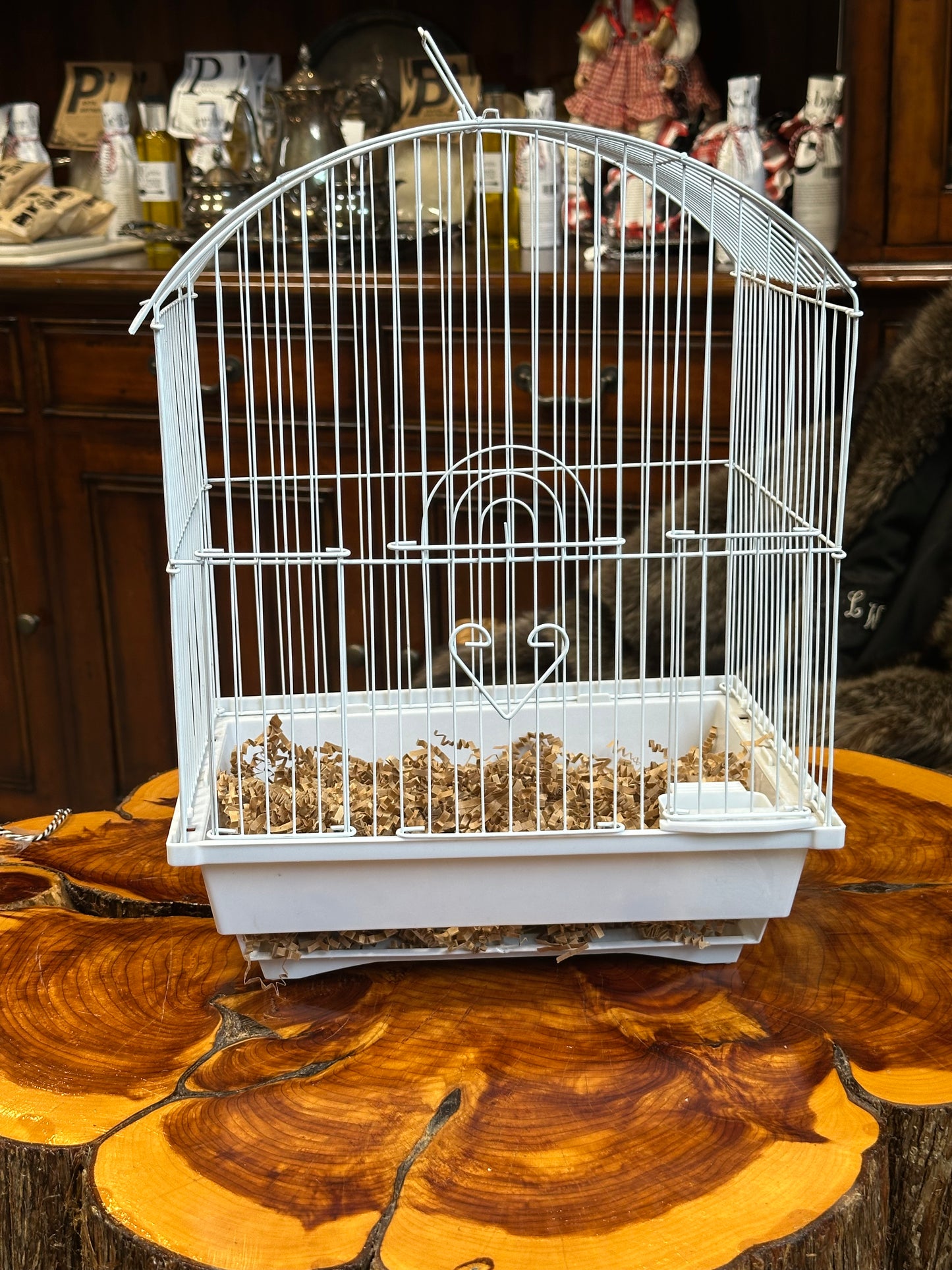 "Terrance" Owl Plush Toy in Retro Birdcage - Vintage-Style Home Decor