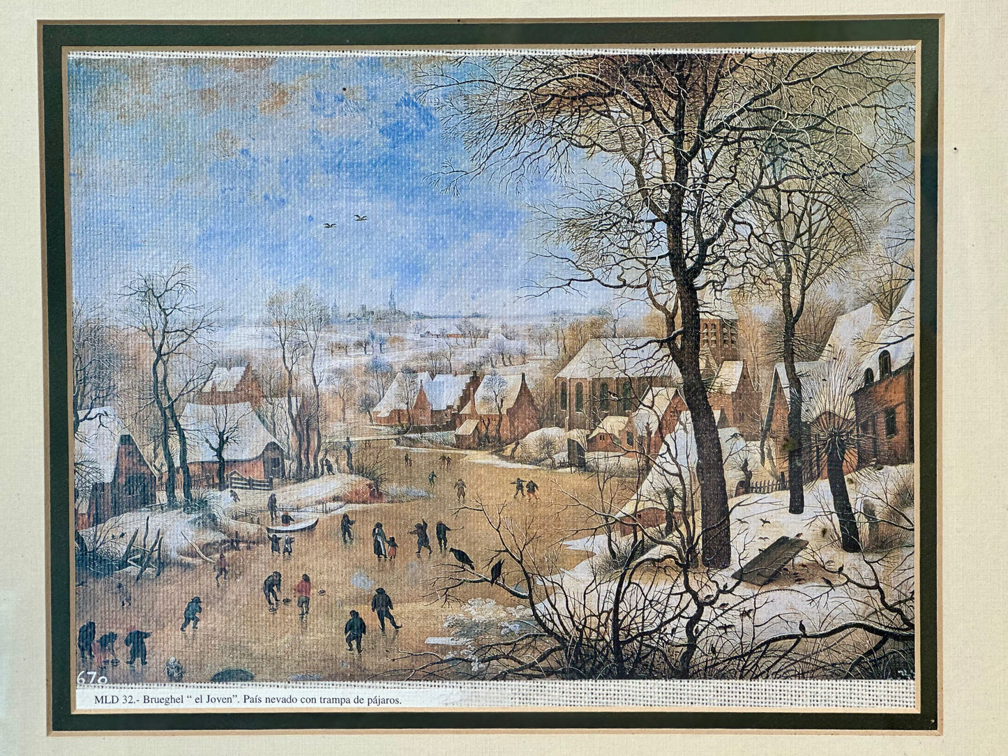 Framed Vintage Reproduction of "Winter Landscape with a Bird Trap" After Pieter Brueghel the Younger