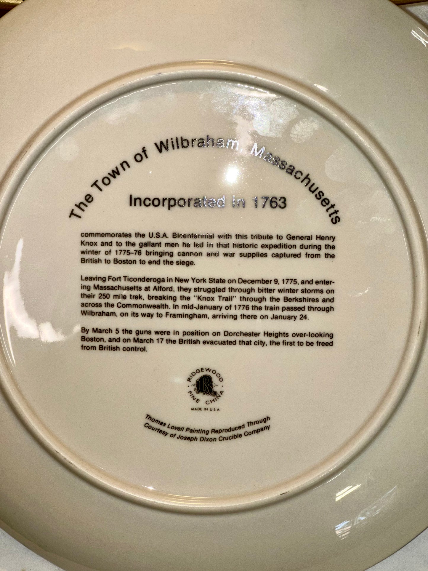 Vintage Collector Plate – “Revolutionary Winter Scene” by Thos. Lovell