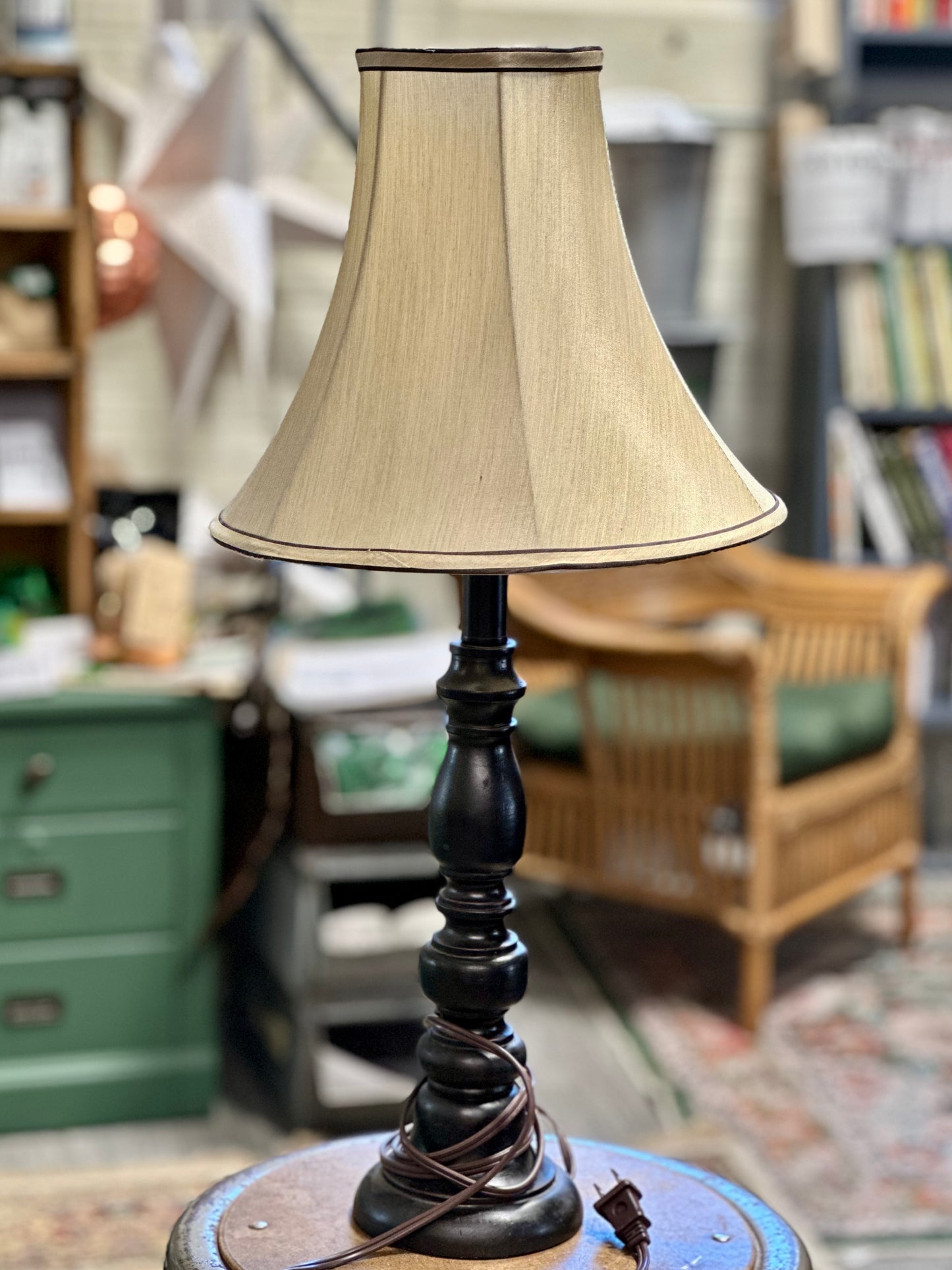 Classic Black Table Lamp with Cream Shade