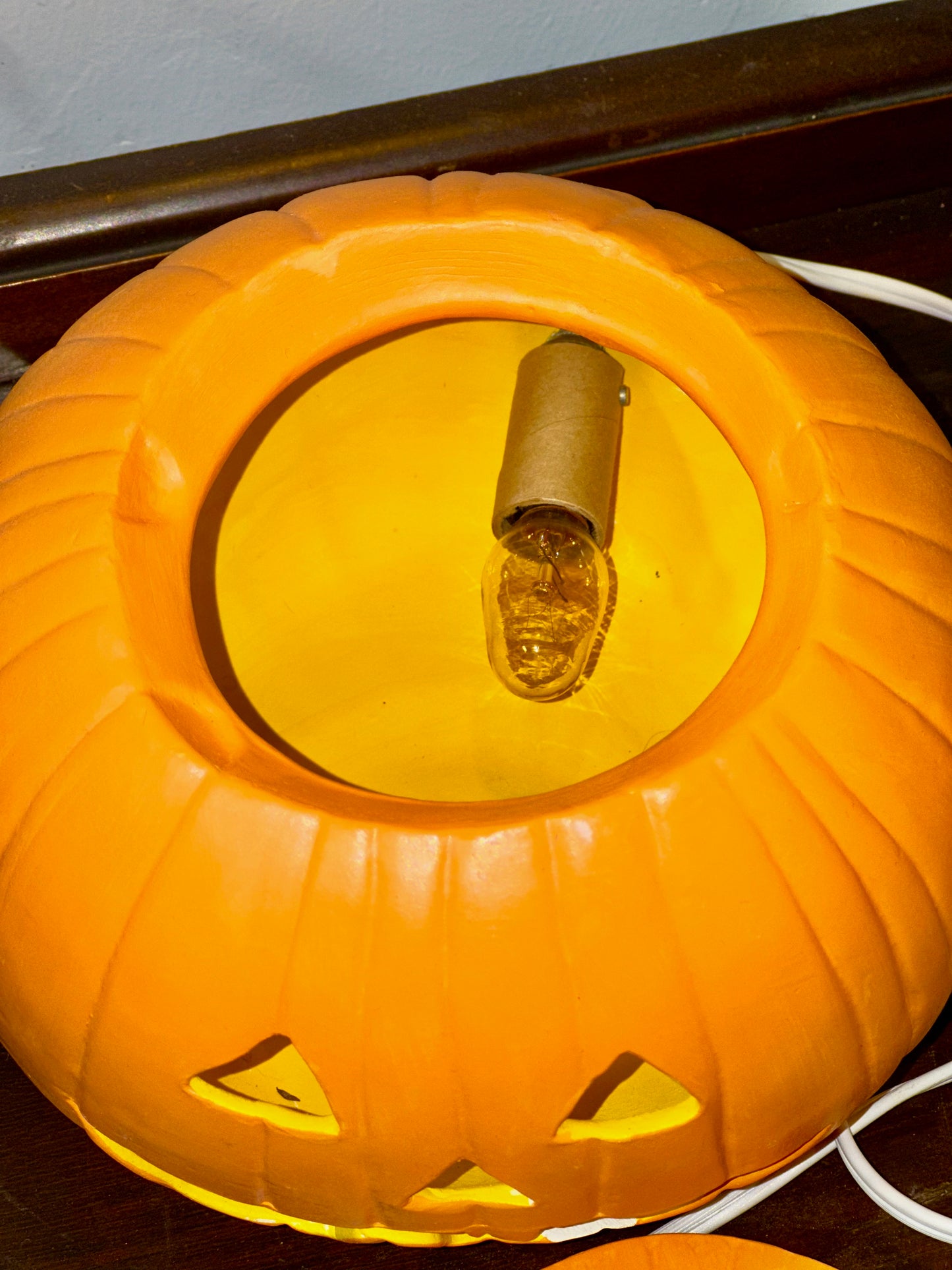 Lighted Ceramic Halloween Pumpkin Decoration