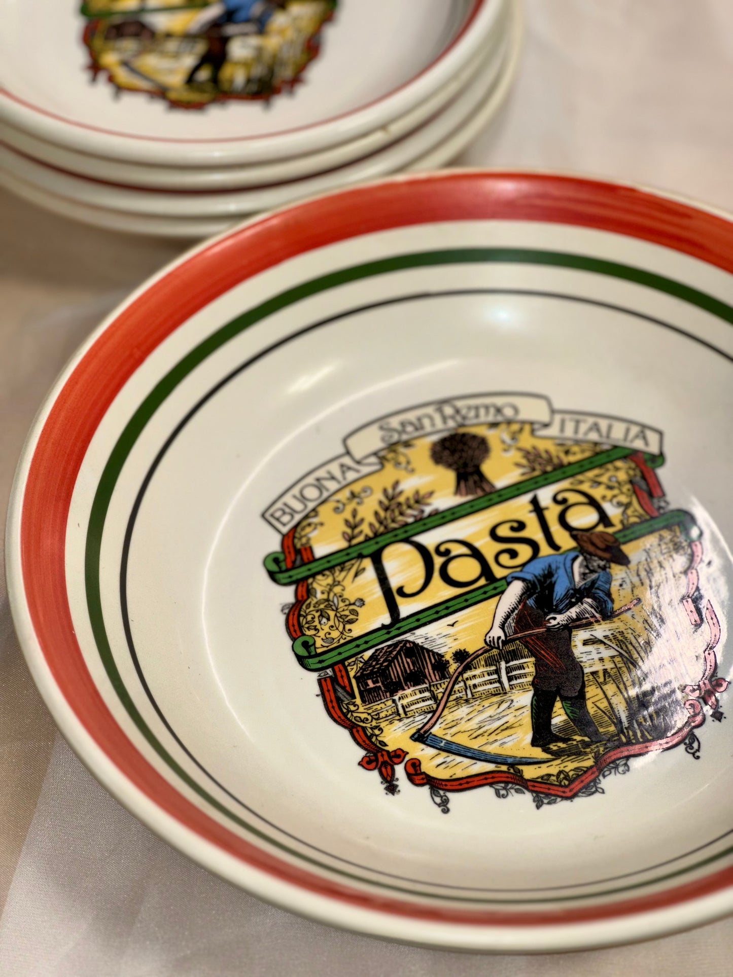 Italian Pasta Bowl Set Buona San Remo – 5 Piece Ceramic Serving Set