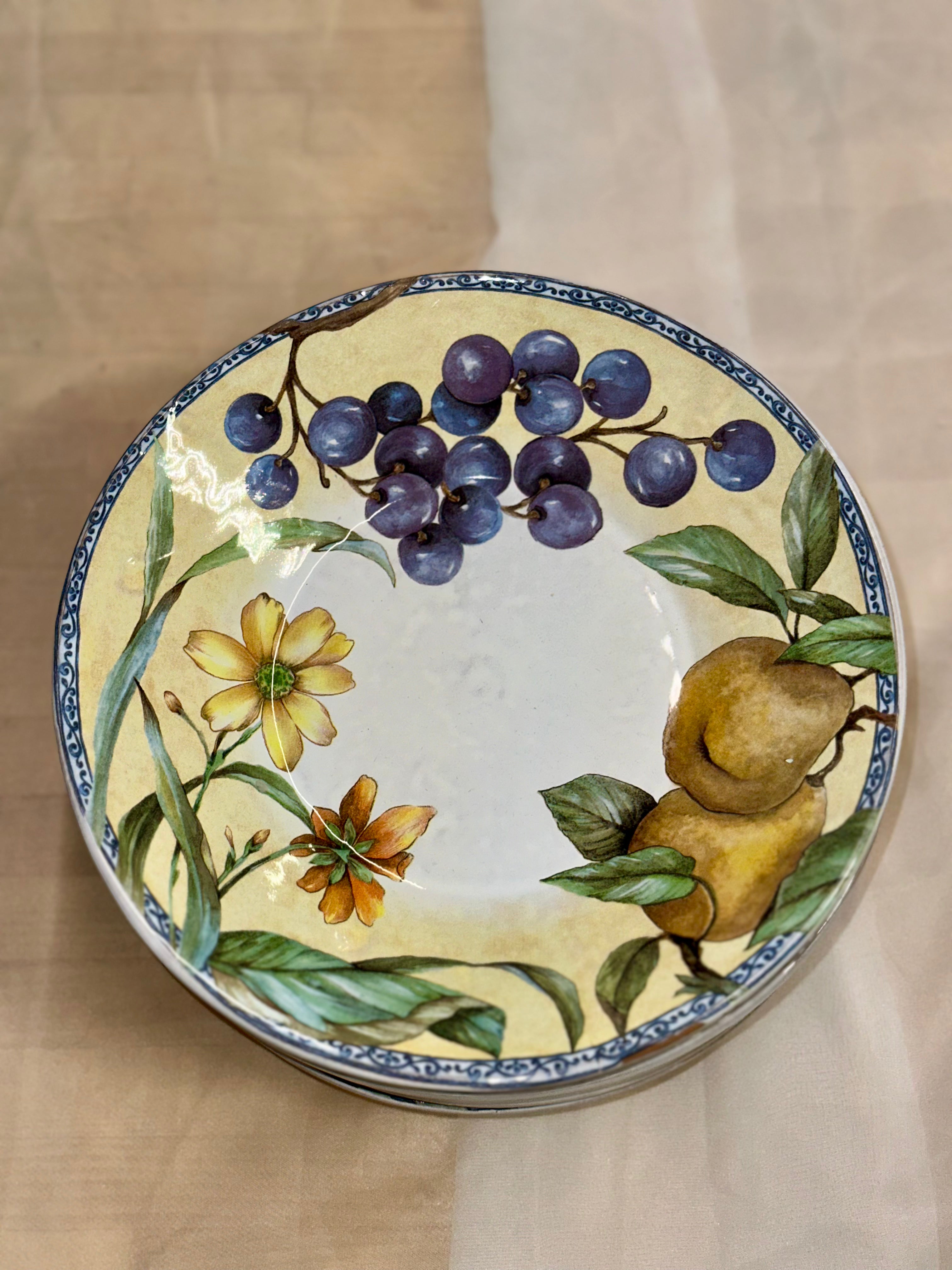 Toscana Versilia ICC Italy Hand Painted Fruit Plates Set of 6