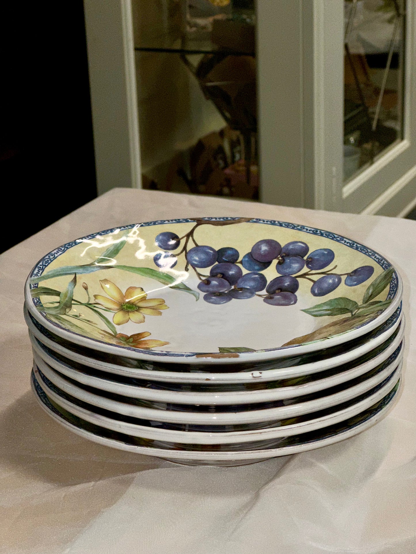 Toscana Versilia ICC Italy Hand Painted Fruit Plates Set of 6 – Made in Italy