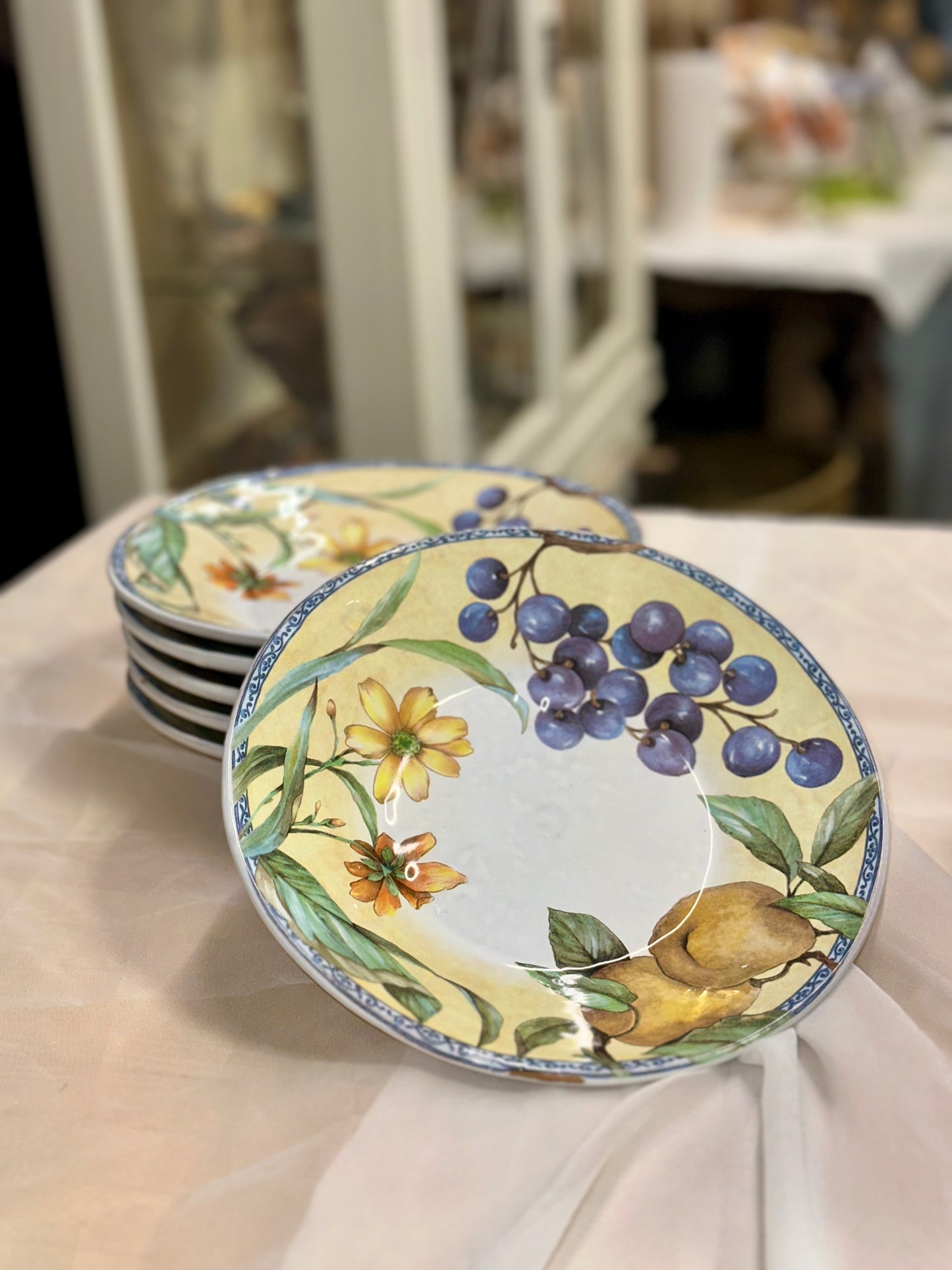 Toscana Versilia ICC Italy Hand Painted Fruit Plates Set of 6 – Made in Italy