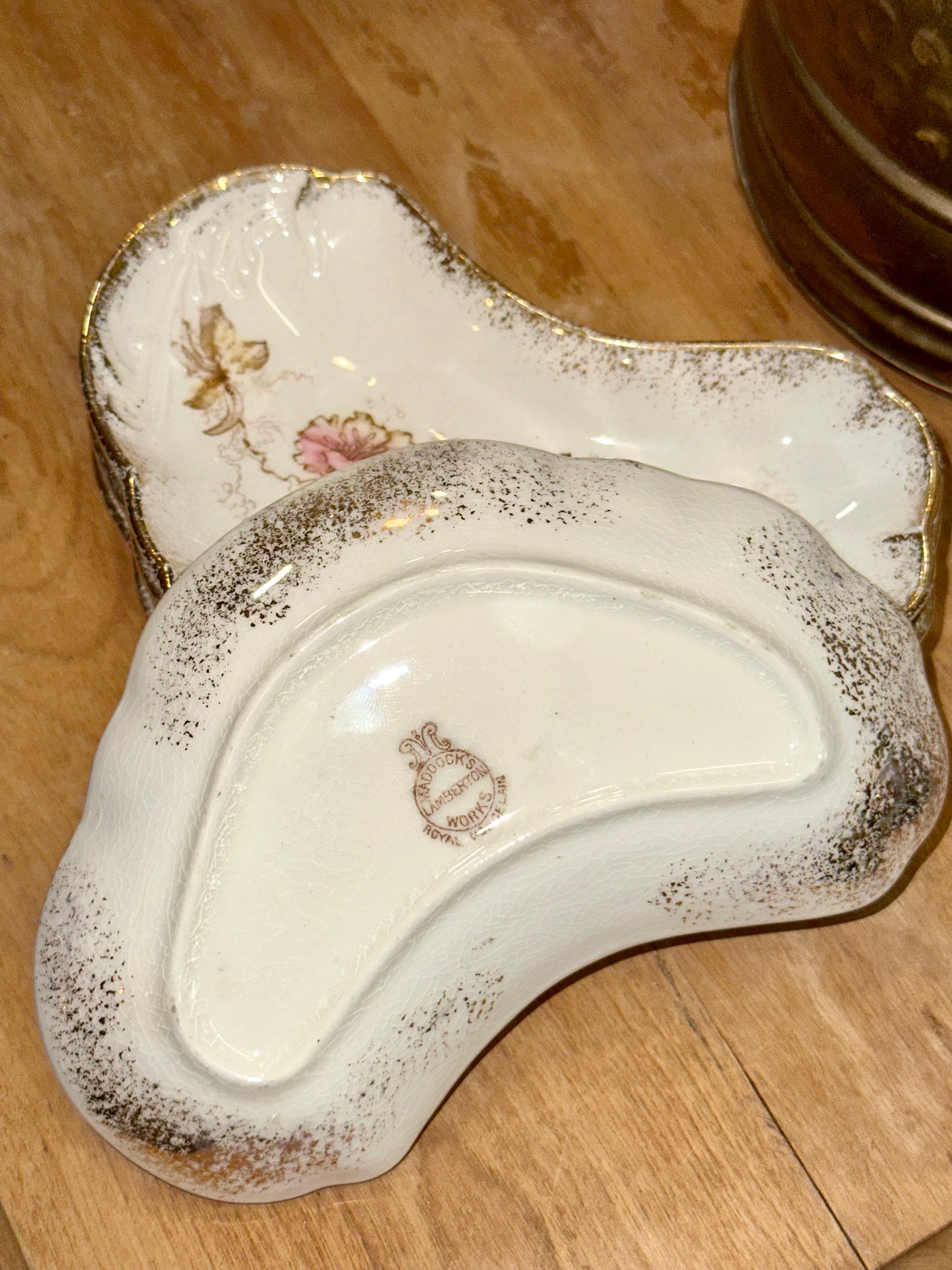 Set of four vintage bone dishes back stamp