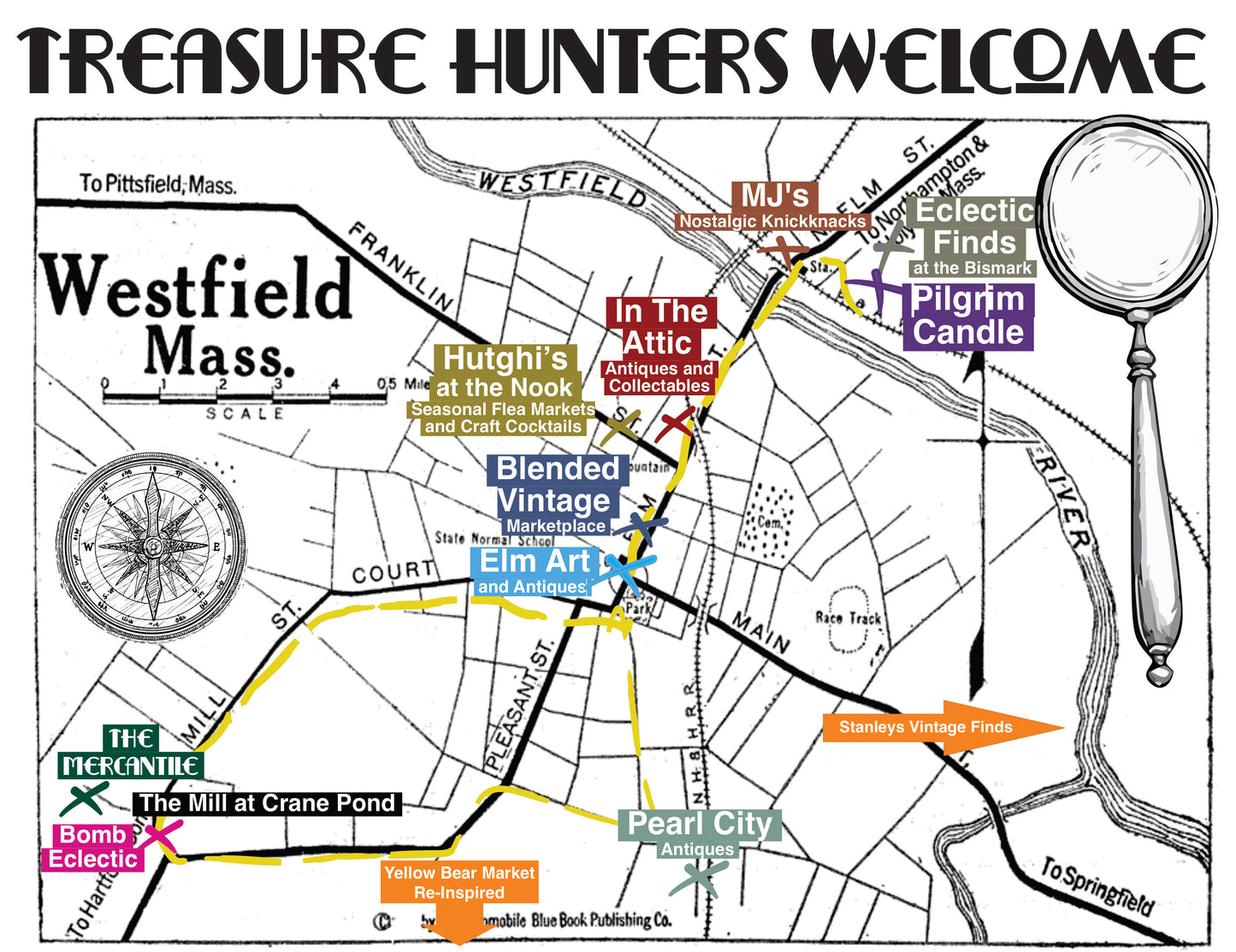 Map of Antique stores in Westfiueld, MA