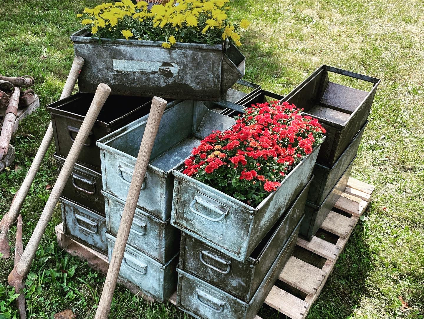 Rustic metal parts bin - Heavy-duty industrial Stackable