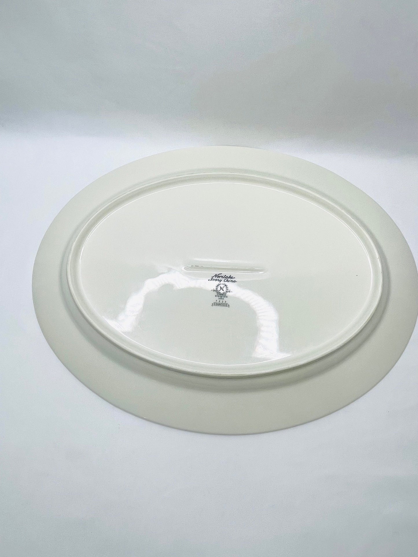 Noritake Ivory China White Silver Rimmed Oval Snack Platter