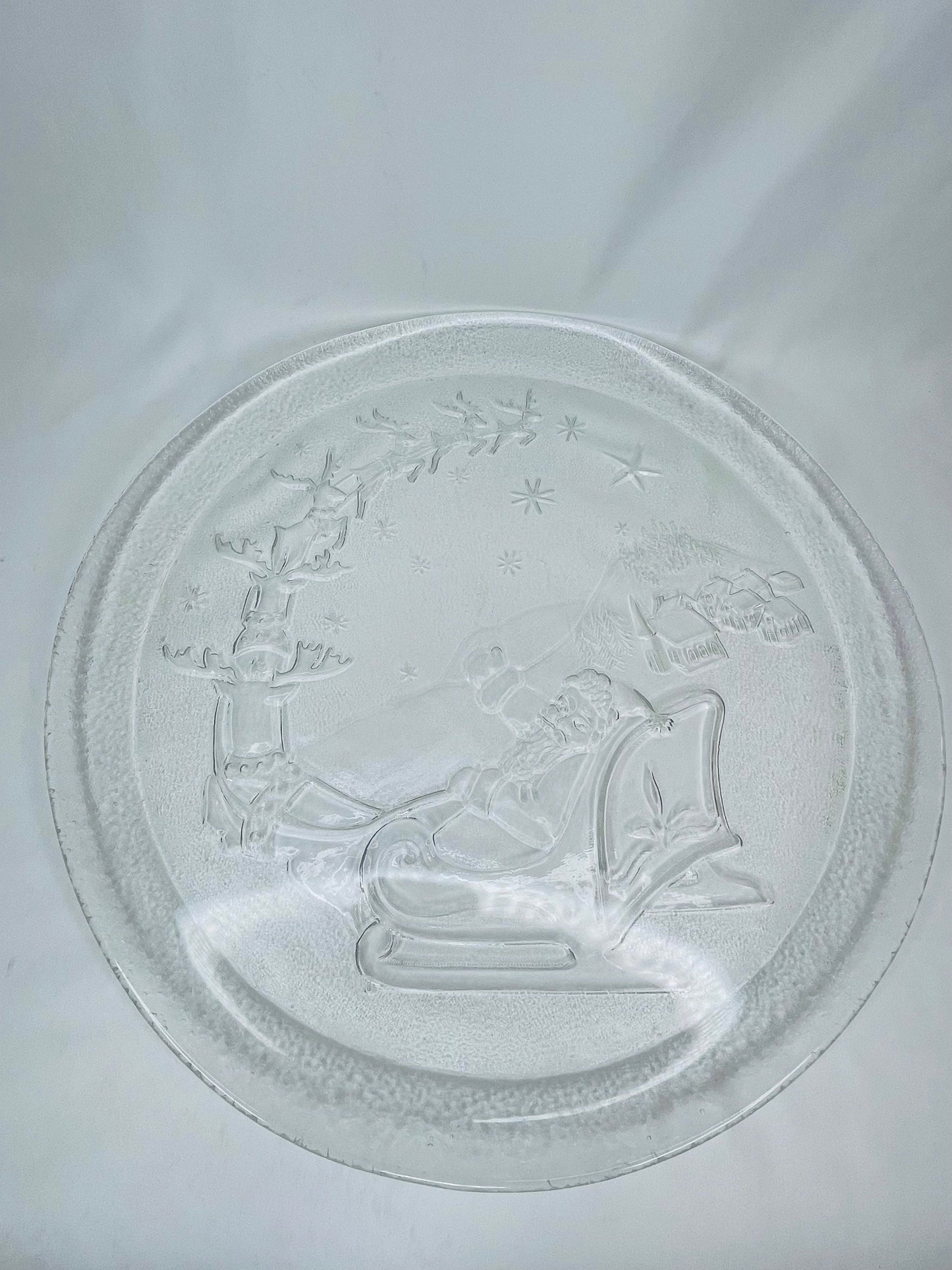 Vintage Glass Christmas-Themed Plate