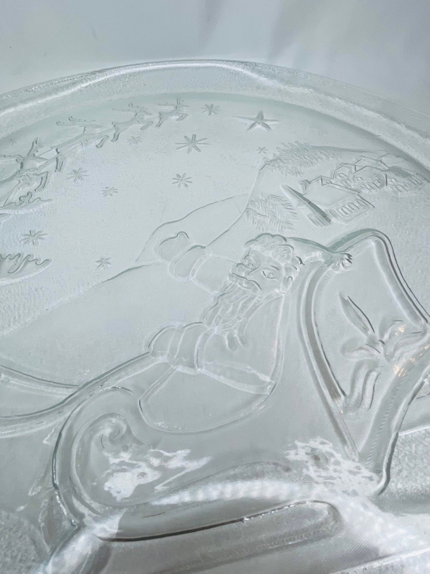 Vintage Glass Christmas-Themed Plate