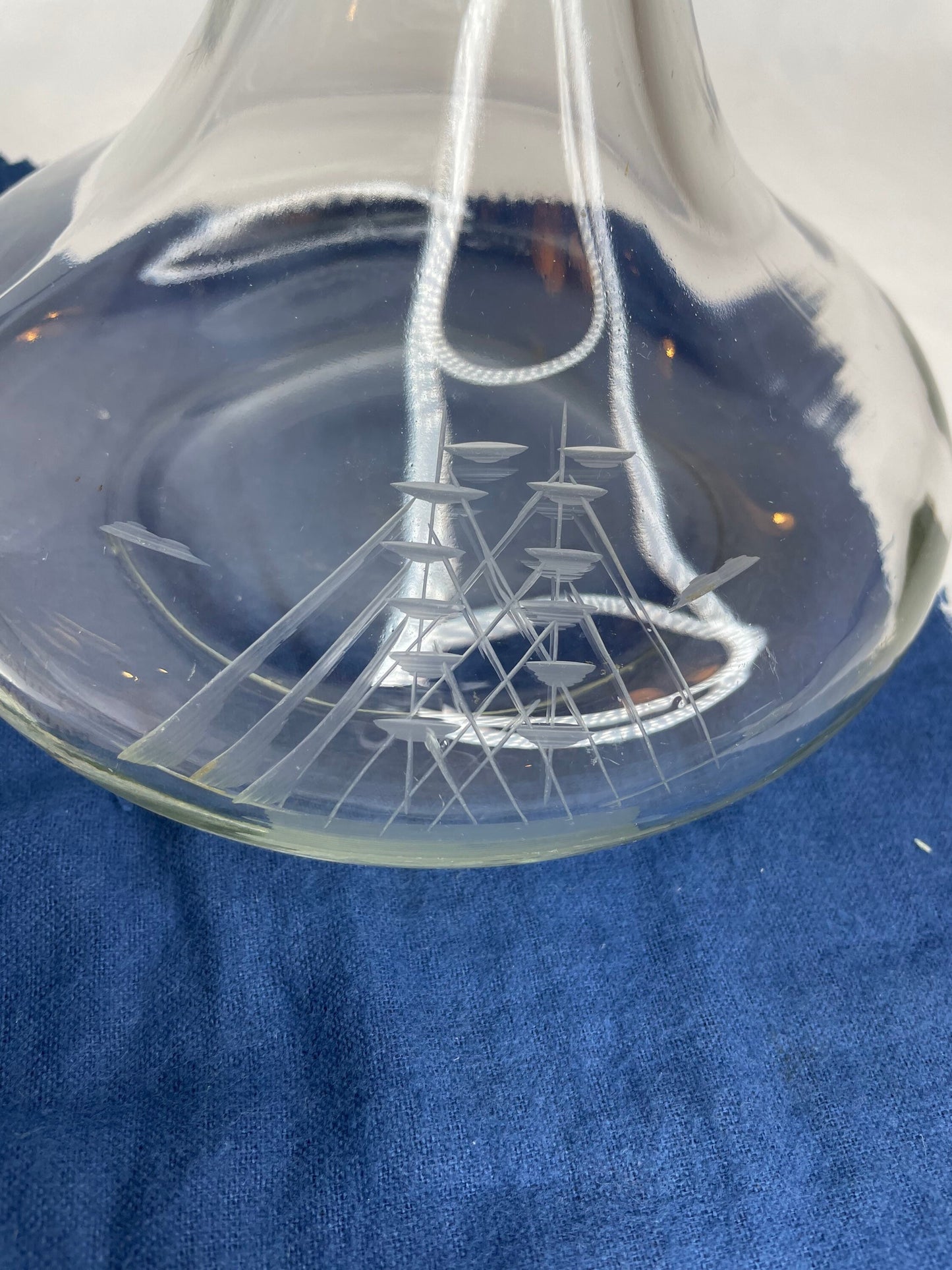 Vintage Etched Glass Nautical Decanter