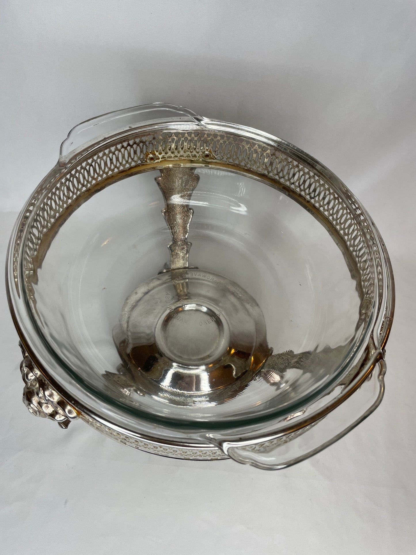 Vintage Raised Silver Serving Casserole Dish with Cover