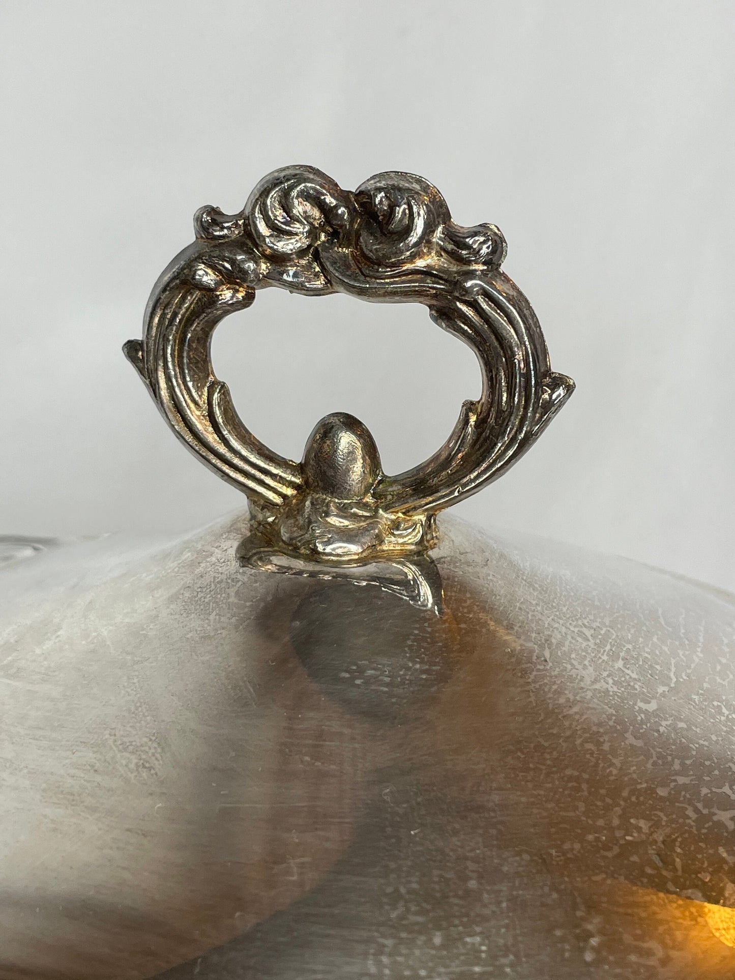 Vintage Raised Silver Serving Casserole Dish with Cover