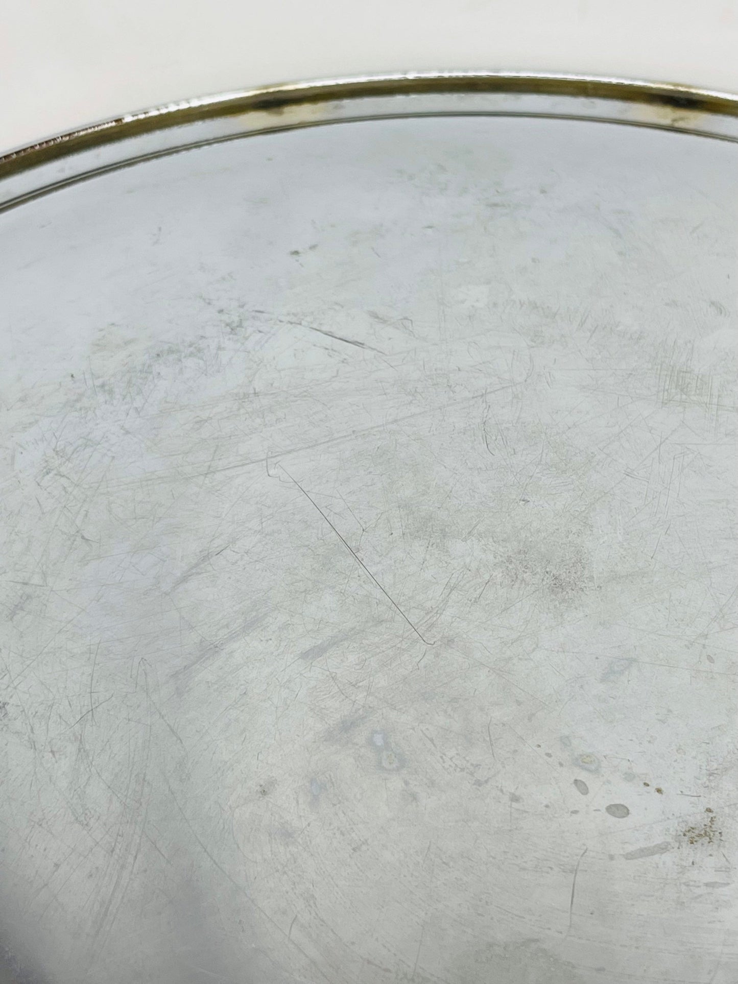 Vintage Large Silver Platter With Brass Handles