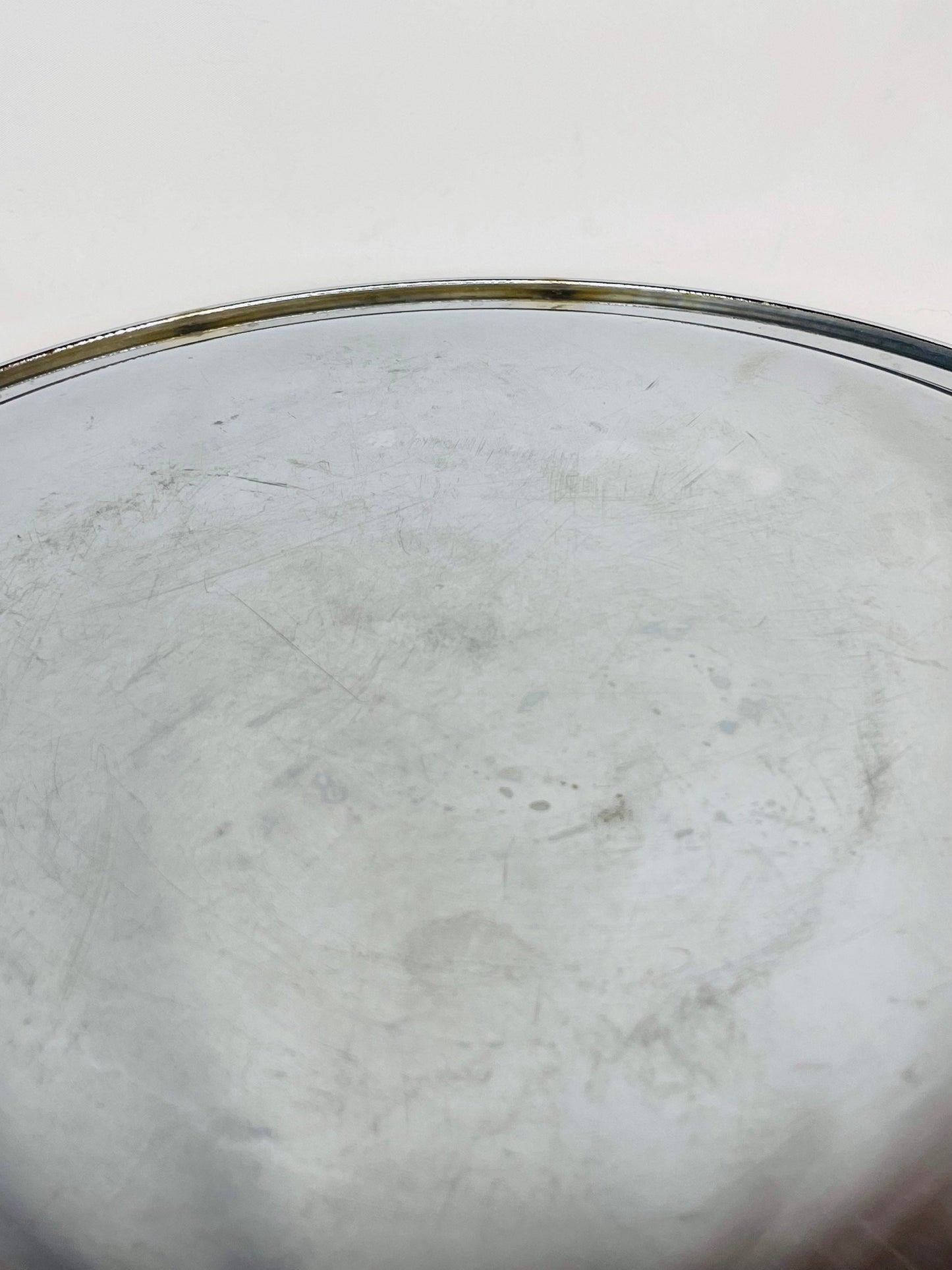Vintage Large Silver Platter With Brass Handles