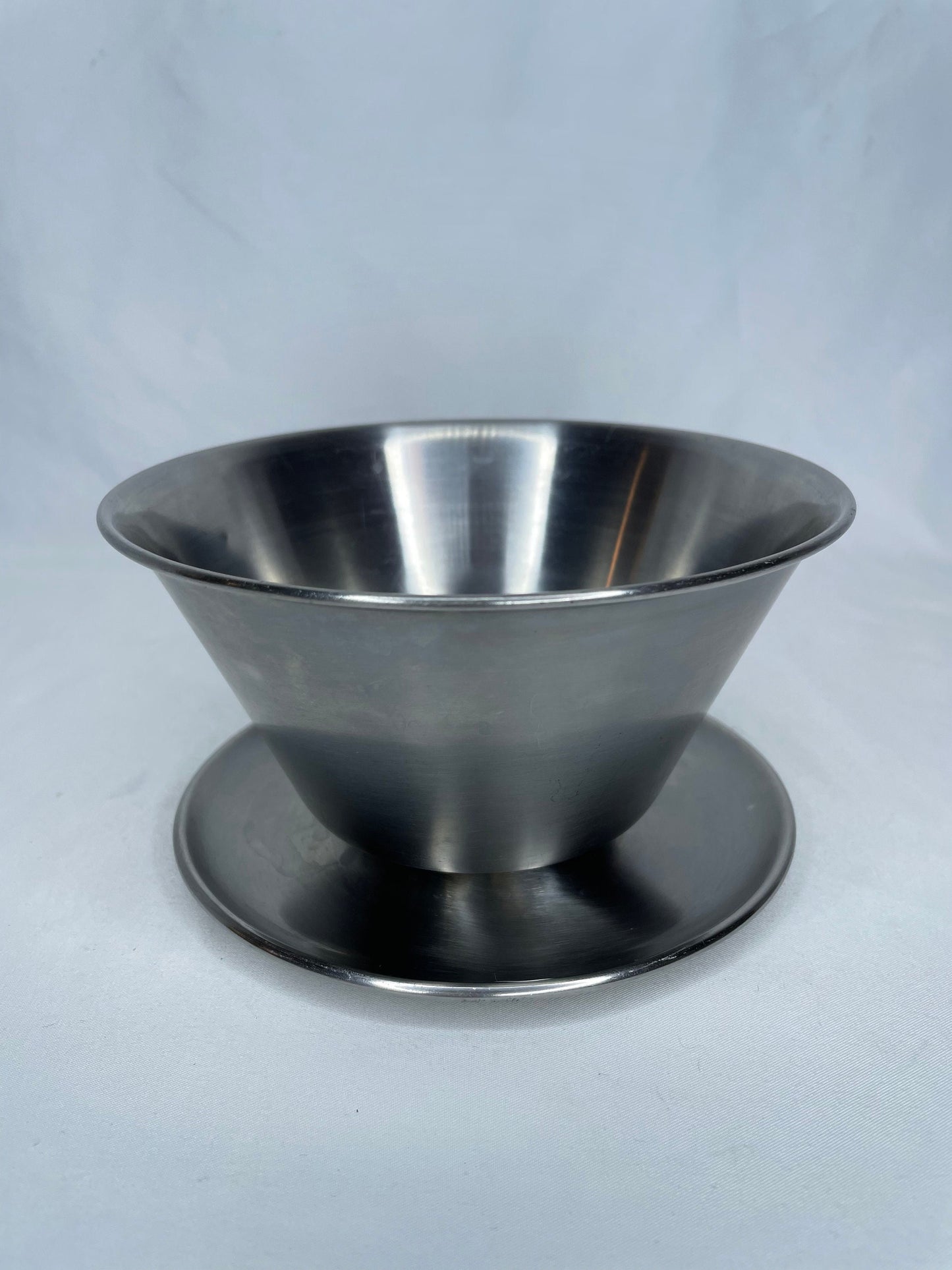 Vintage Leonard Stainless Steel Sauce/Gravy Bowl with Attached Underplate