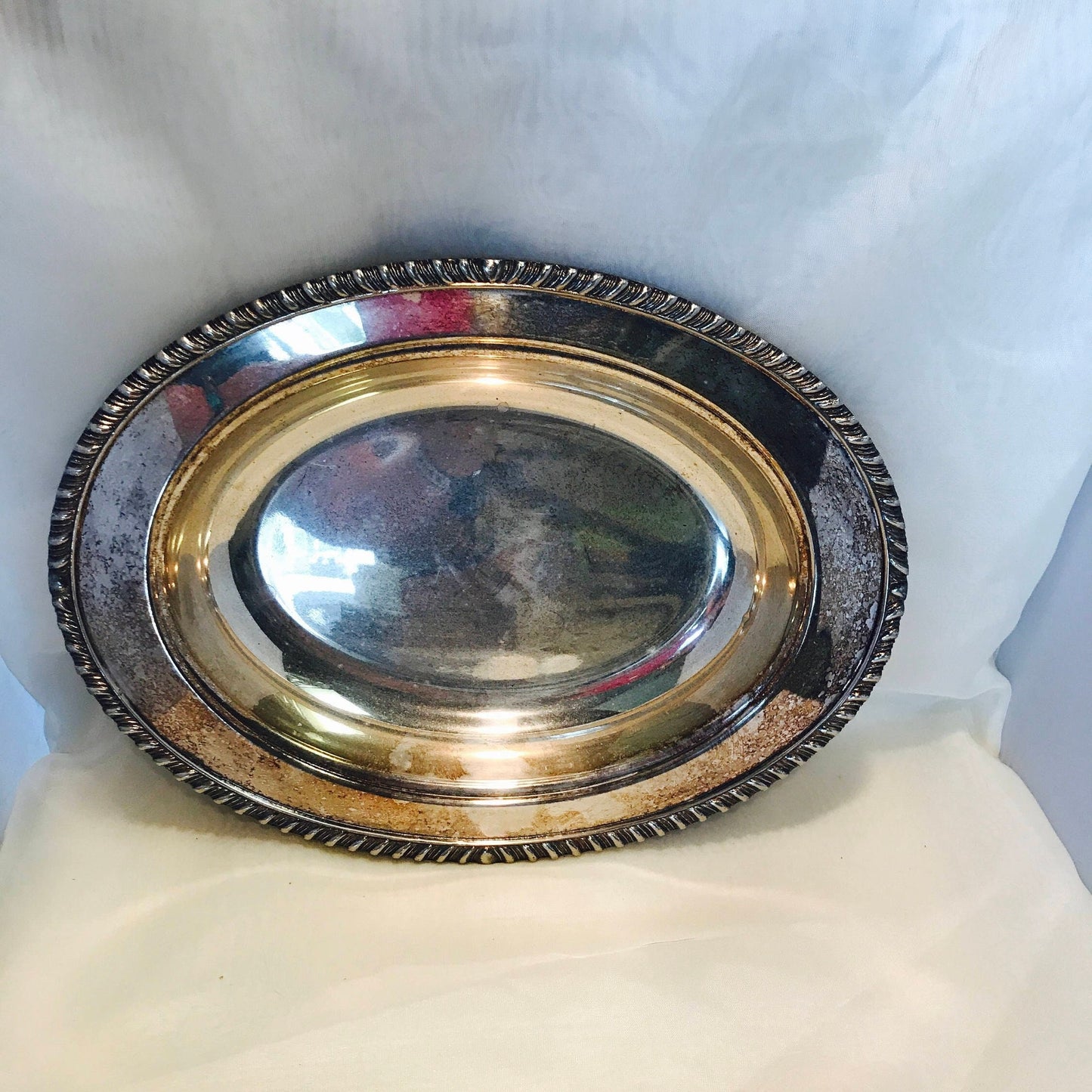 Vintage oval silverplate tray