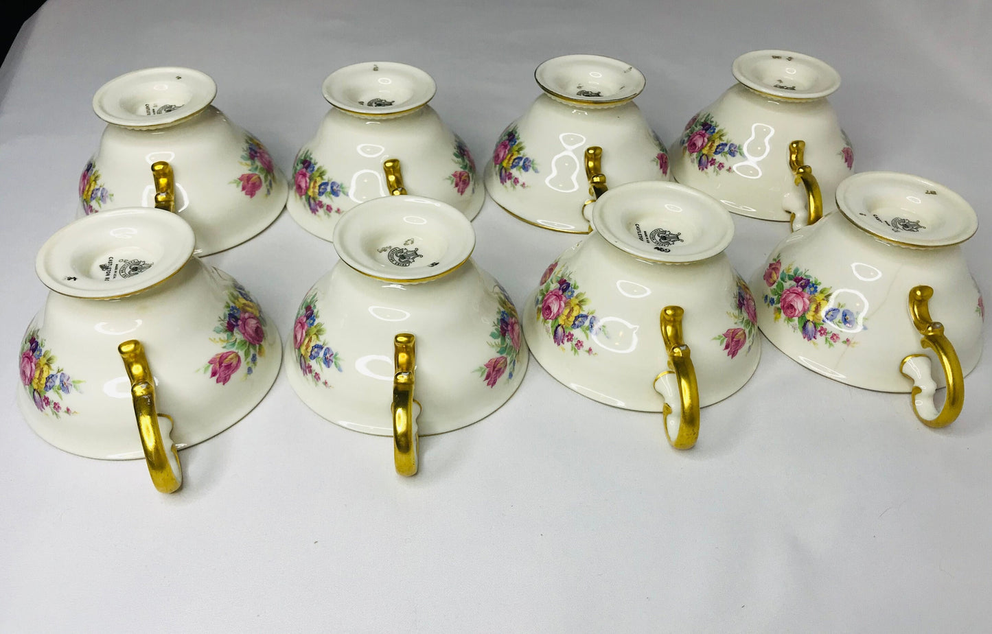 Castleton china castleton rose tea cups & saucer - set 8 cups and 6 saucers