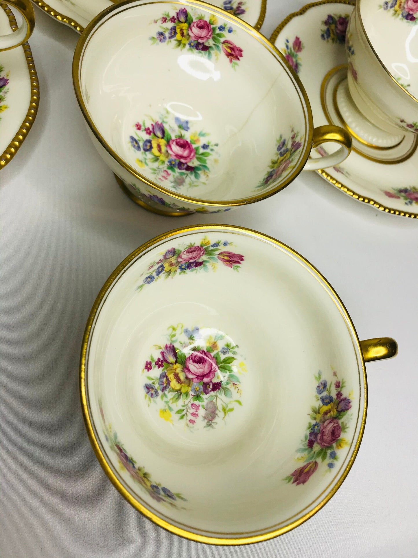 Castleton china castleton rose tea cups & saucer - set 8 cups and 6 saucers