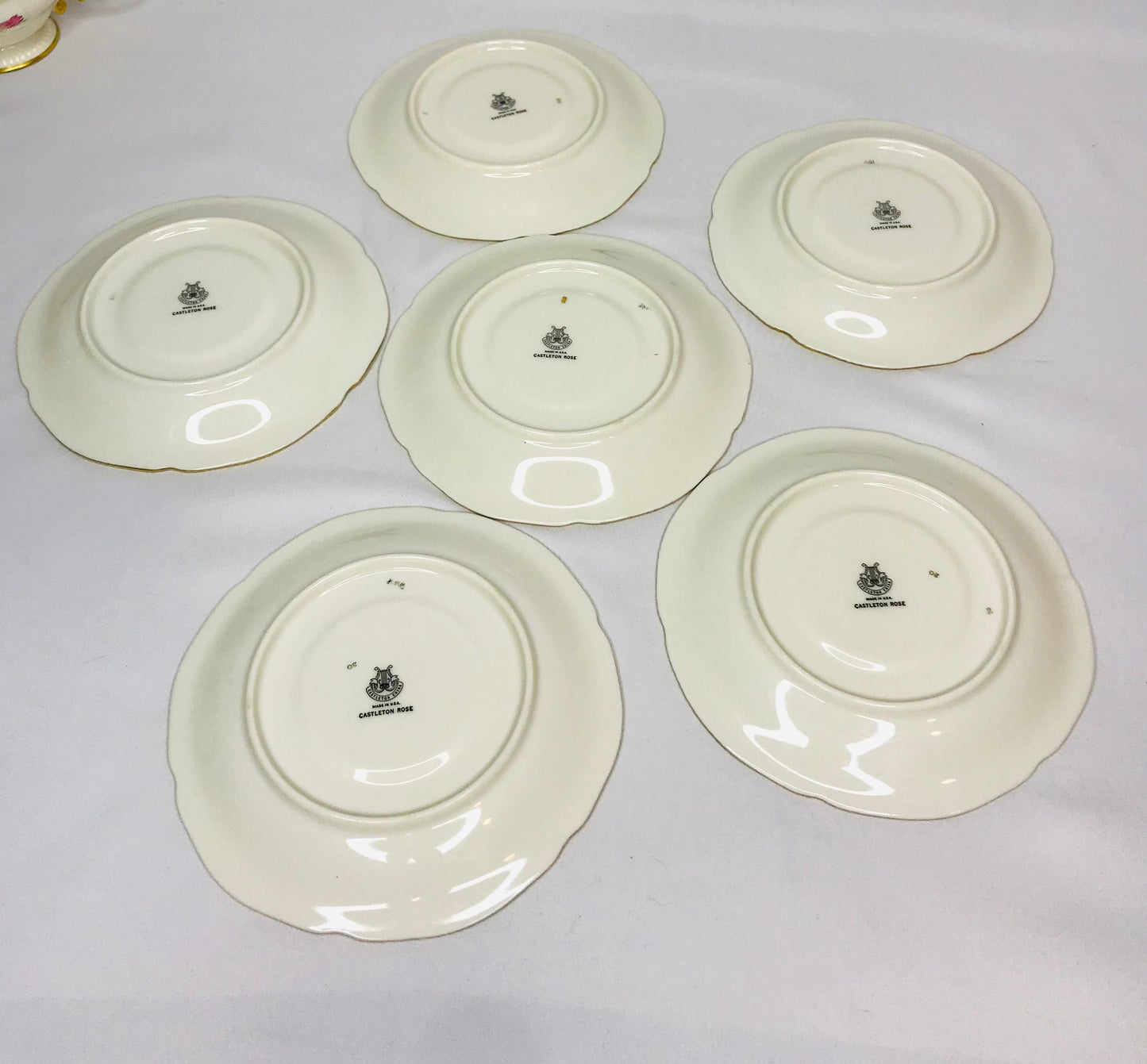 Castleton china castleton rose tea cups & saucer - set 8 cups and 6 saucers