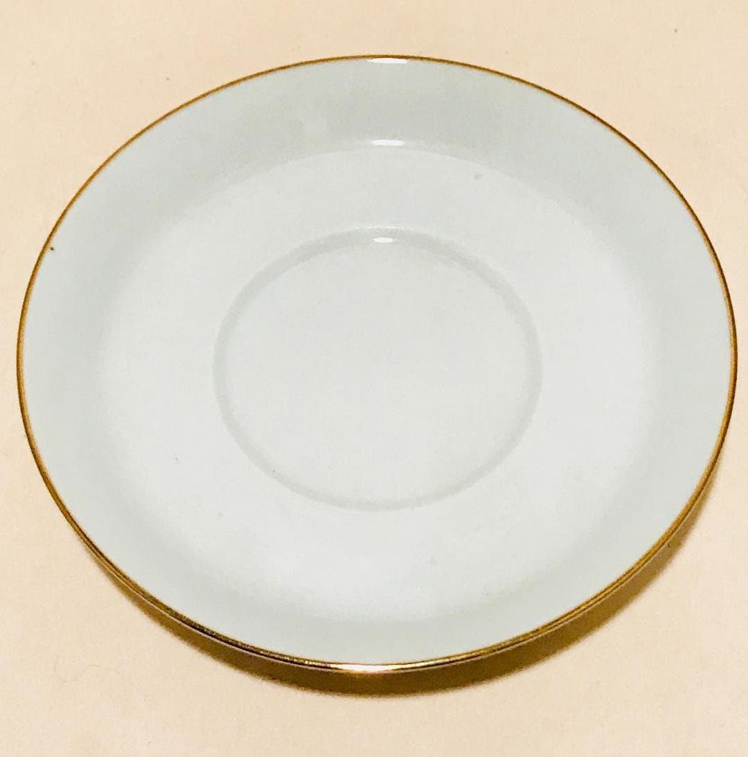White espresso demitasse cup & saucer set w/gold accent trim - nanjing pagoda mark