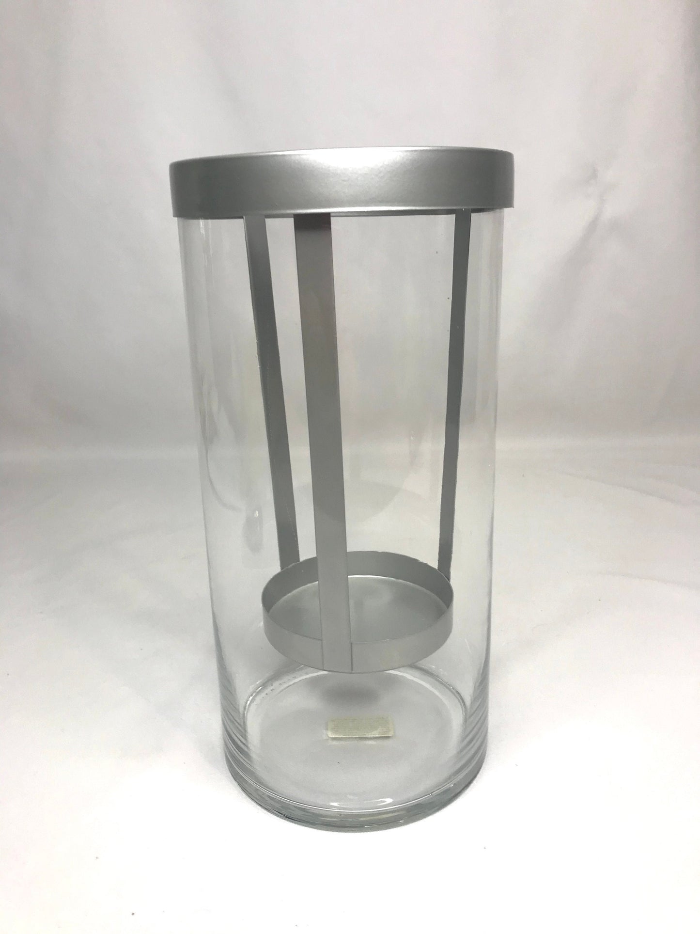 Glass & metal cylinder tea light candle holder