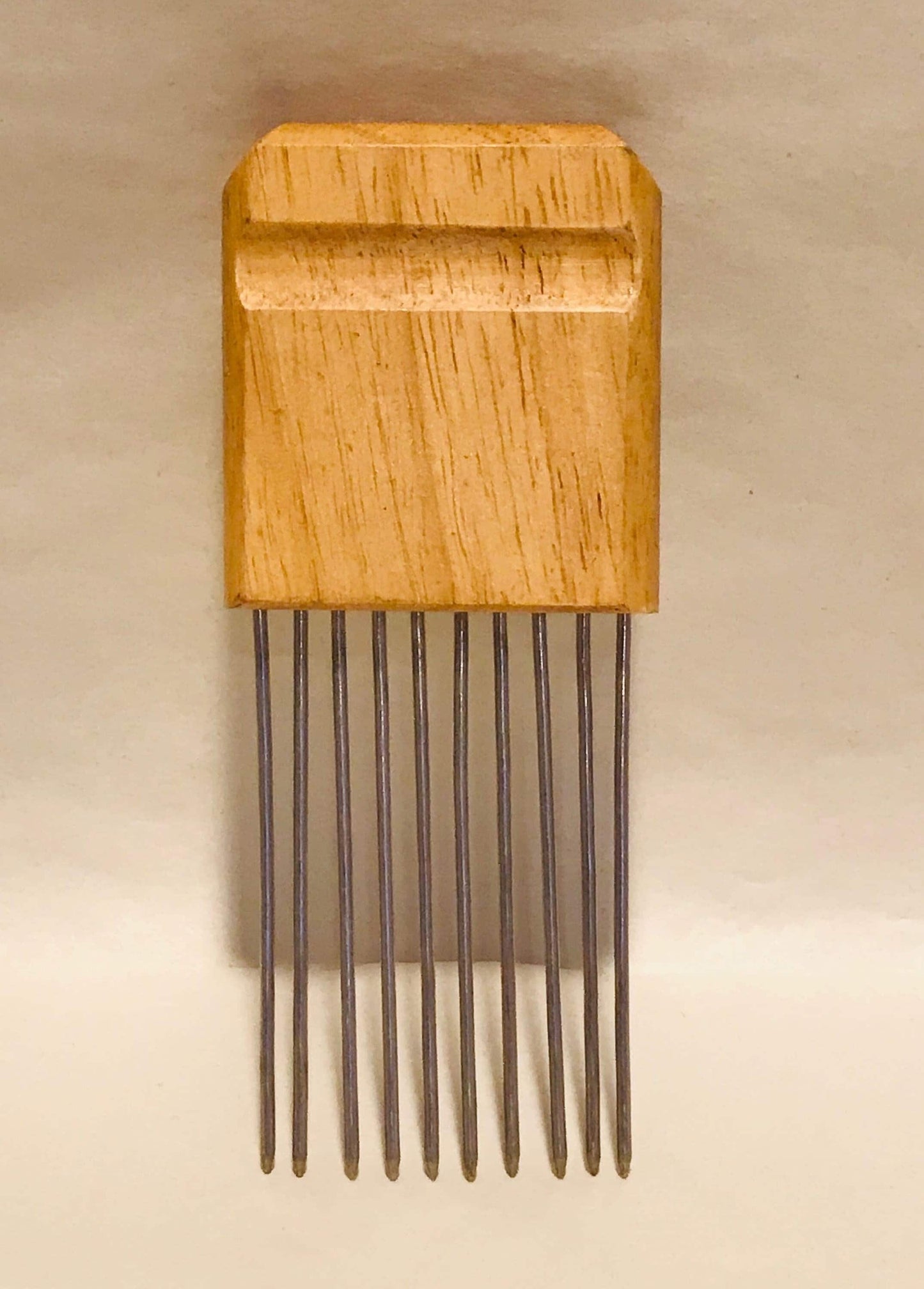 Vintage stainless steel wooden handle onion holder