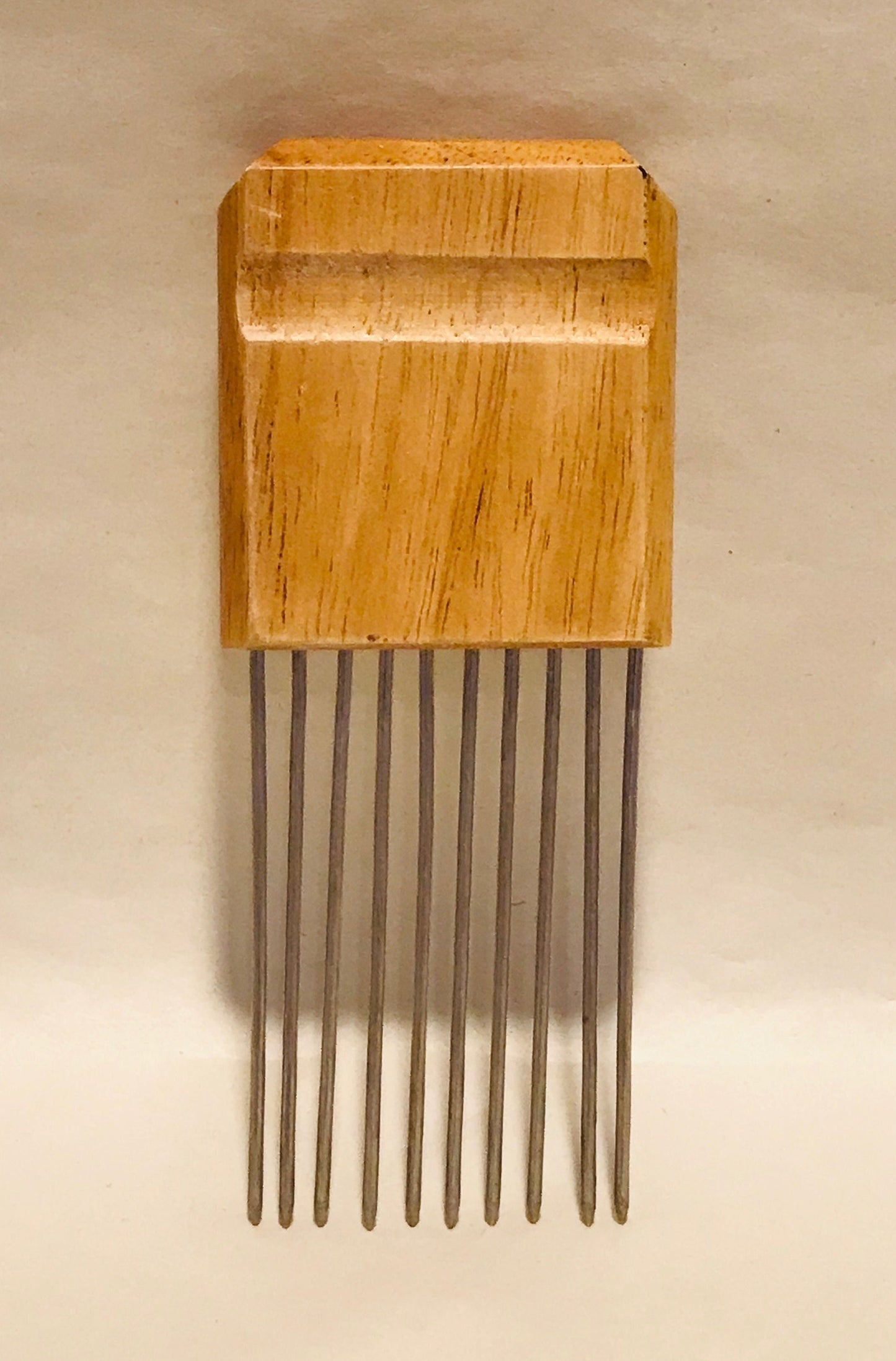 Vintage stainless steel wooden handle onion holder
