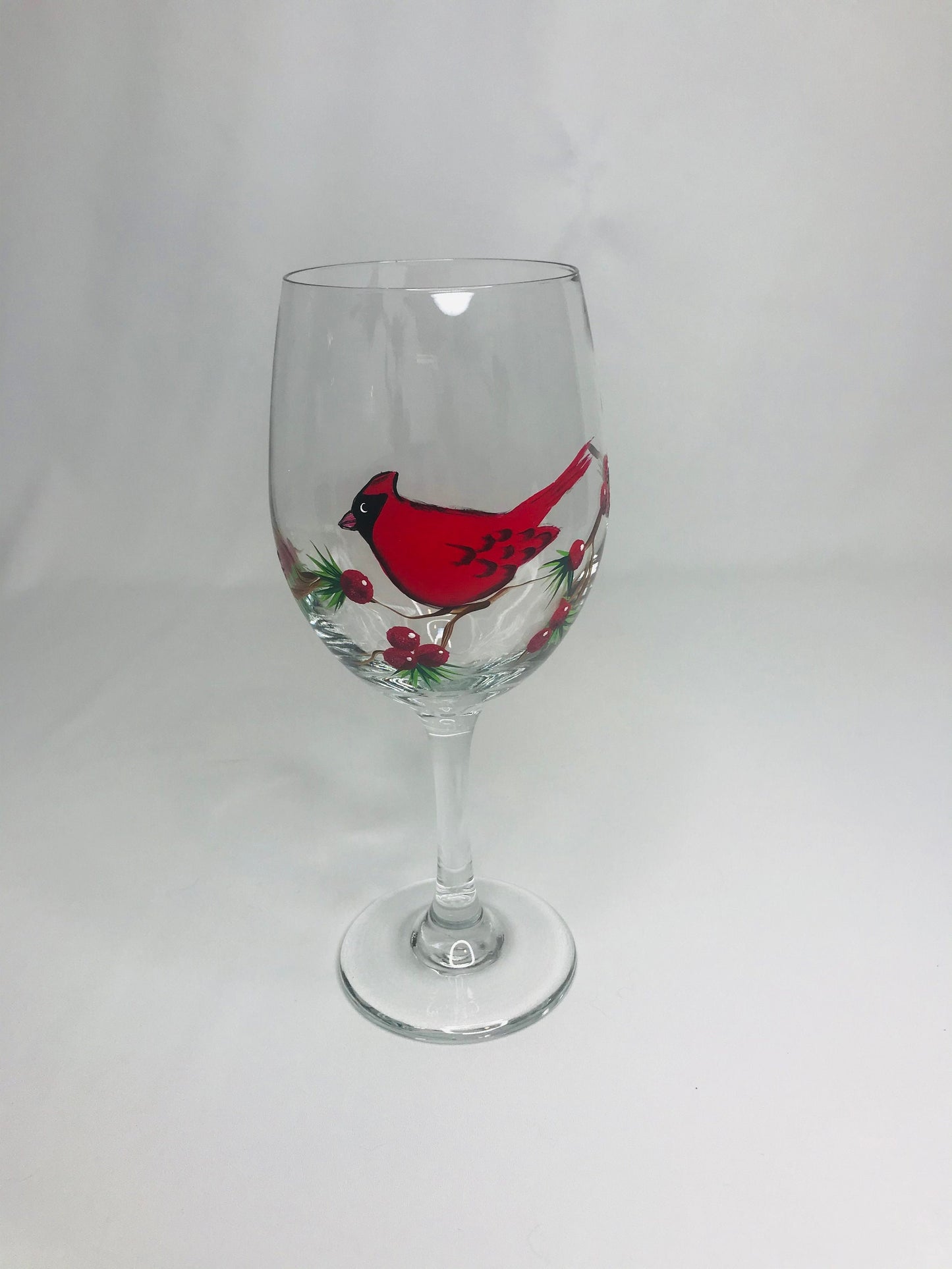 Hand-painted cardinal wine/water/juice glass
