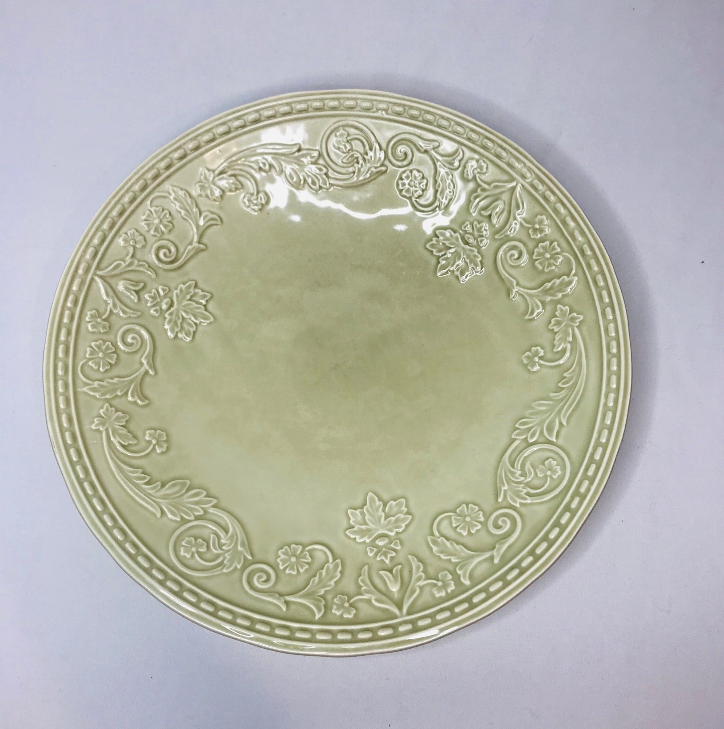 Destino’s, s. a. large beige leaf/floral scroll design serving bowl made in Portugal