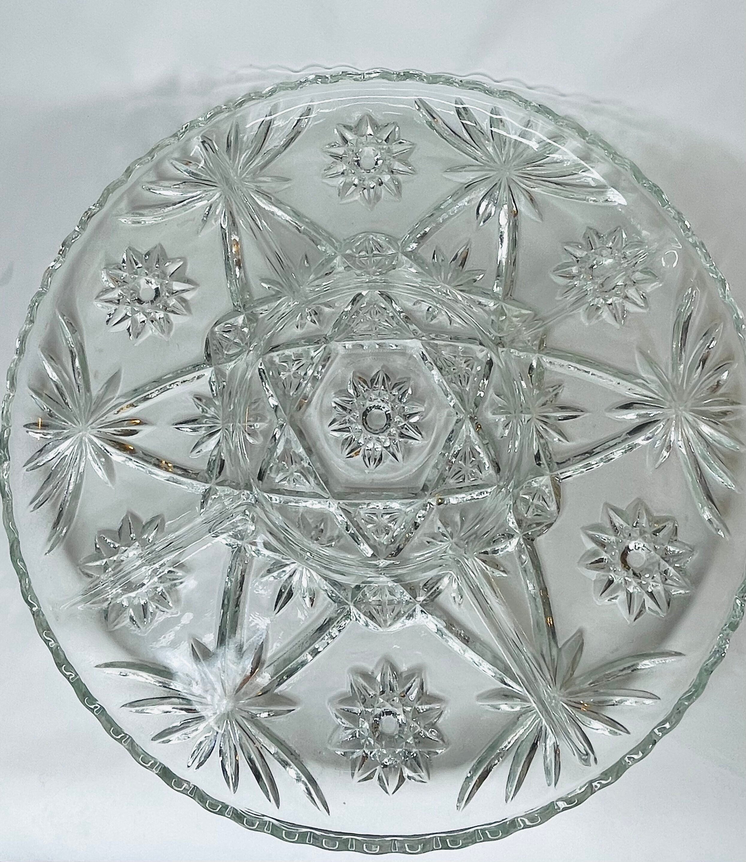 1960 s Cut Glass Divided Serving Dishes Terra Americana