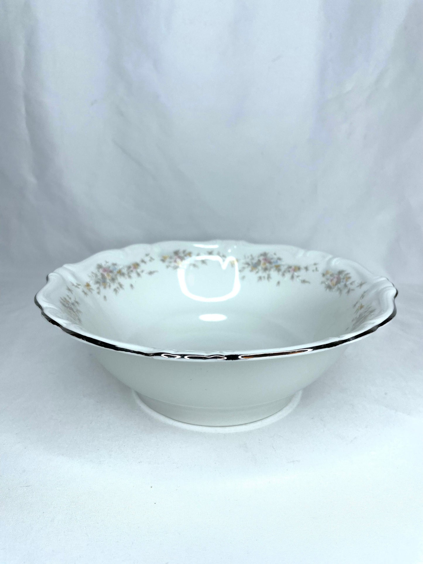 Johann Haviland Flower Splendor Bavaria Germany Platinum Rimmed Serving Bowl