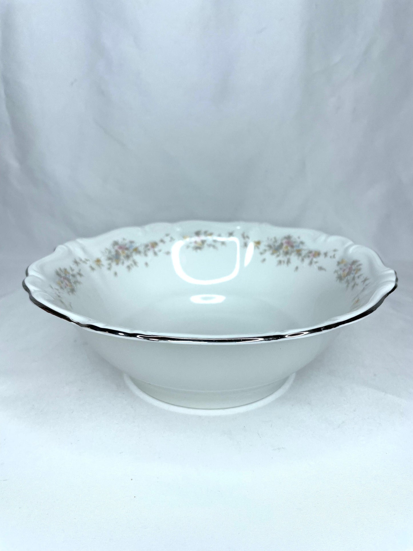 Johann Haviland Flower Splendor Bavaria Germany Platinum Rimmed Serving Bowl