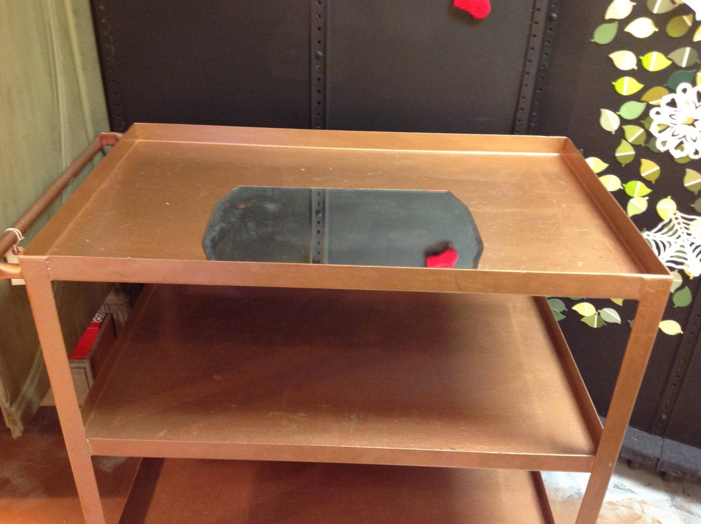 Industrial Design Copper-Toned Bar Cart