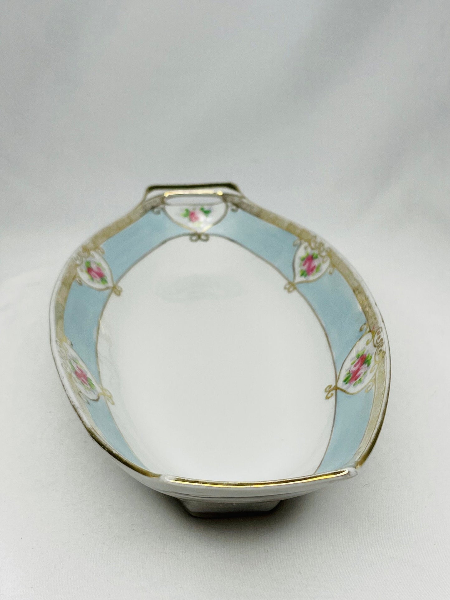 Nippon Hand Painted Oval Bread Serving Tray/Celery Dish with 4 Dipping Trays