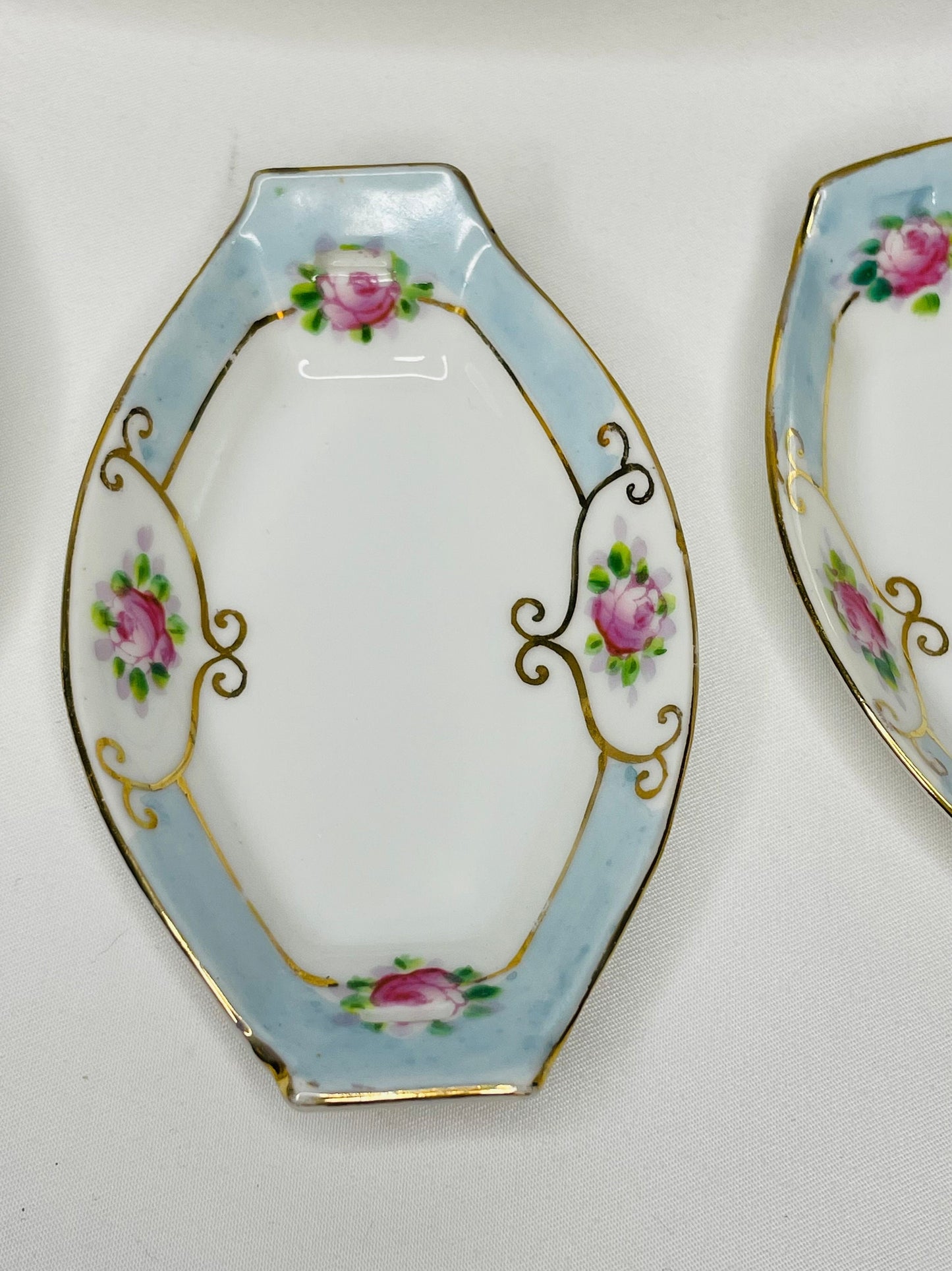 Nippon Hand Painted Oval Bread Serving Tray/Celery Dish with 4 Dipping Trays
