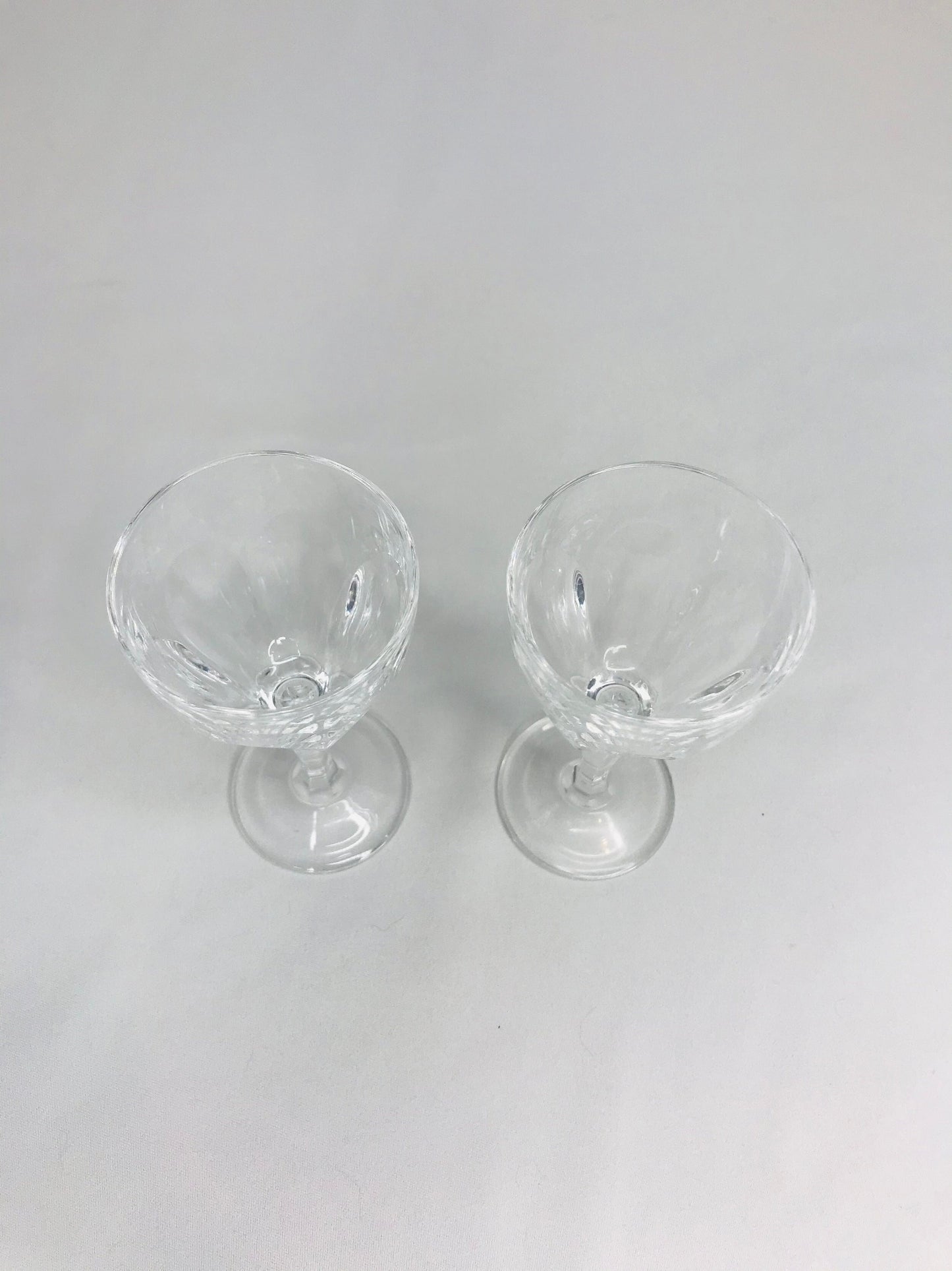 Set of 2 vintage stemmed shot/liquor glasses