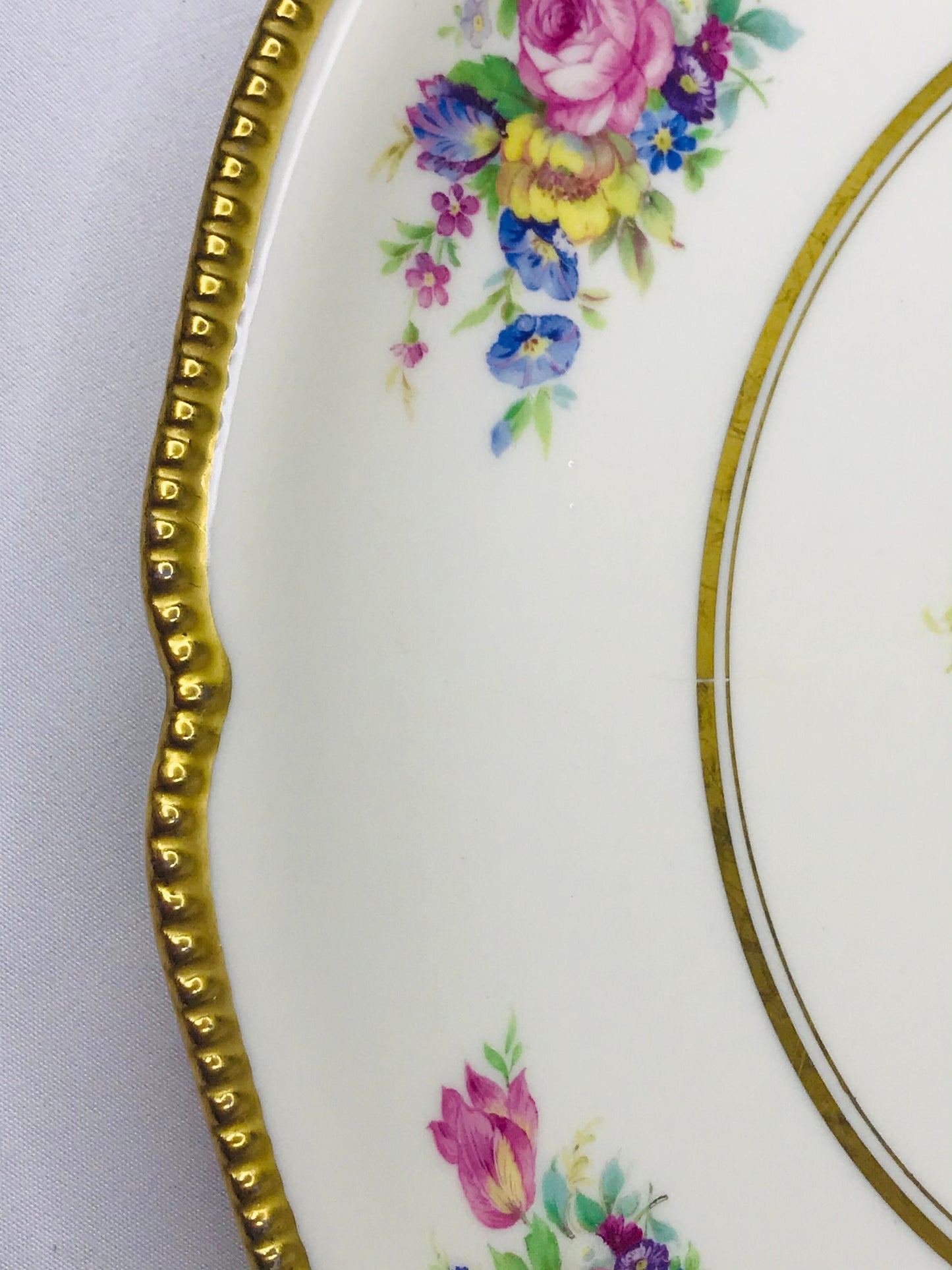 Castleton china castleton rose handled cake plate