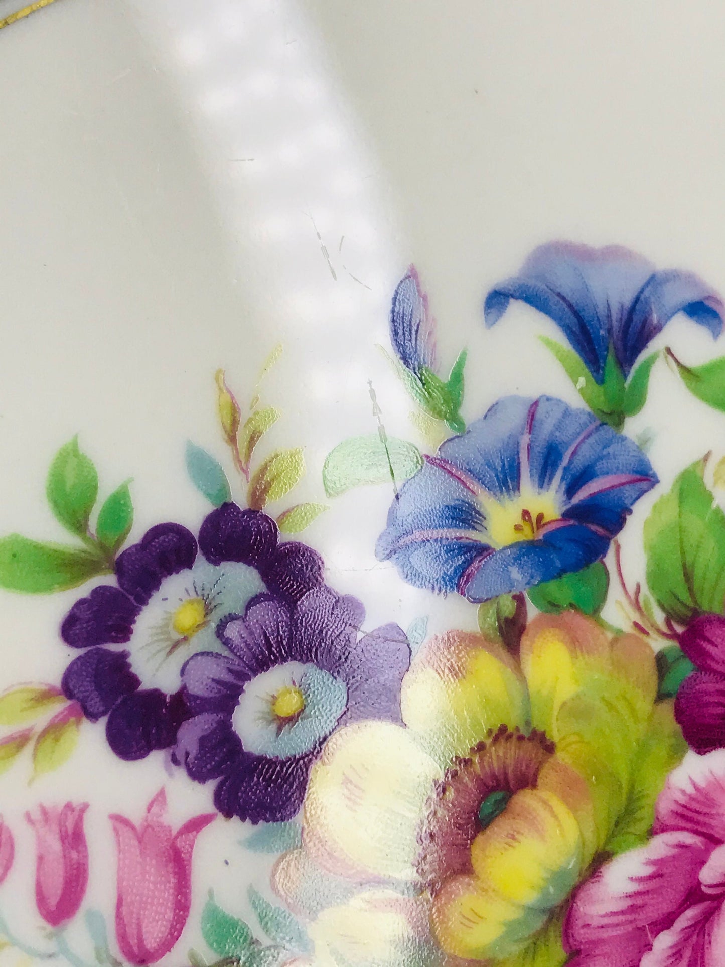 Castleton china castleton rose handled cake plate